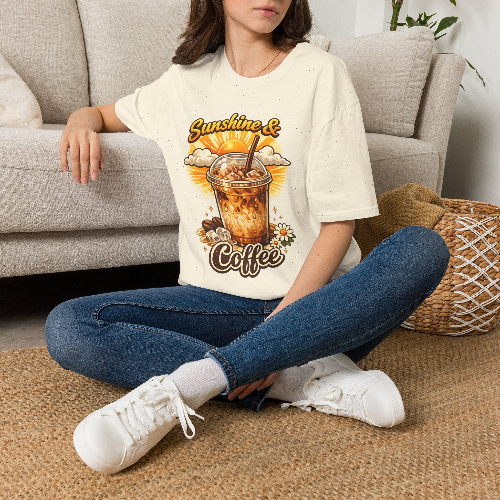 Sunshine & Iced Coffee T-Shirt — Summer Cafe Vibes Tee