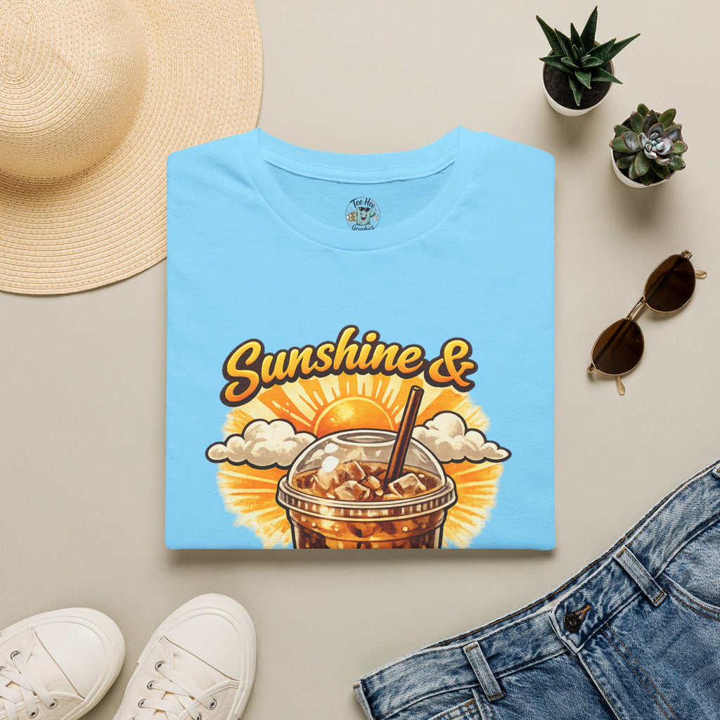Sunshine & Iced Coffee T-Shirt — Summer Cafe Vibes Tee