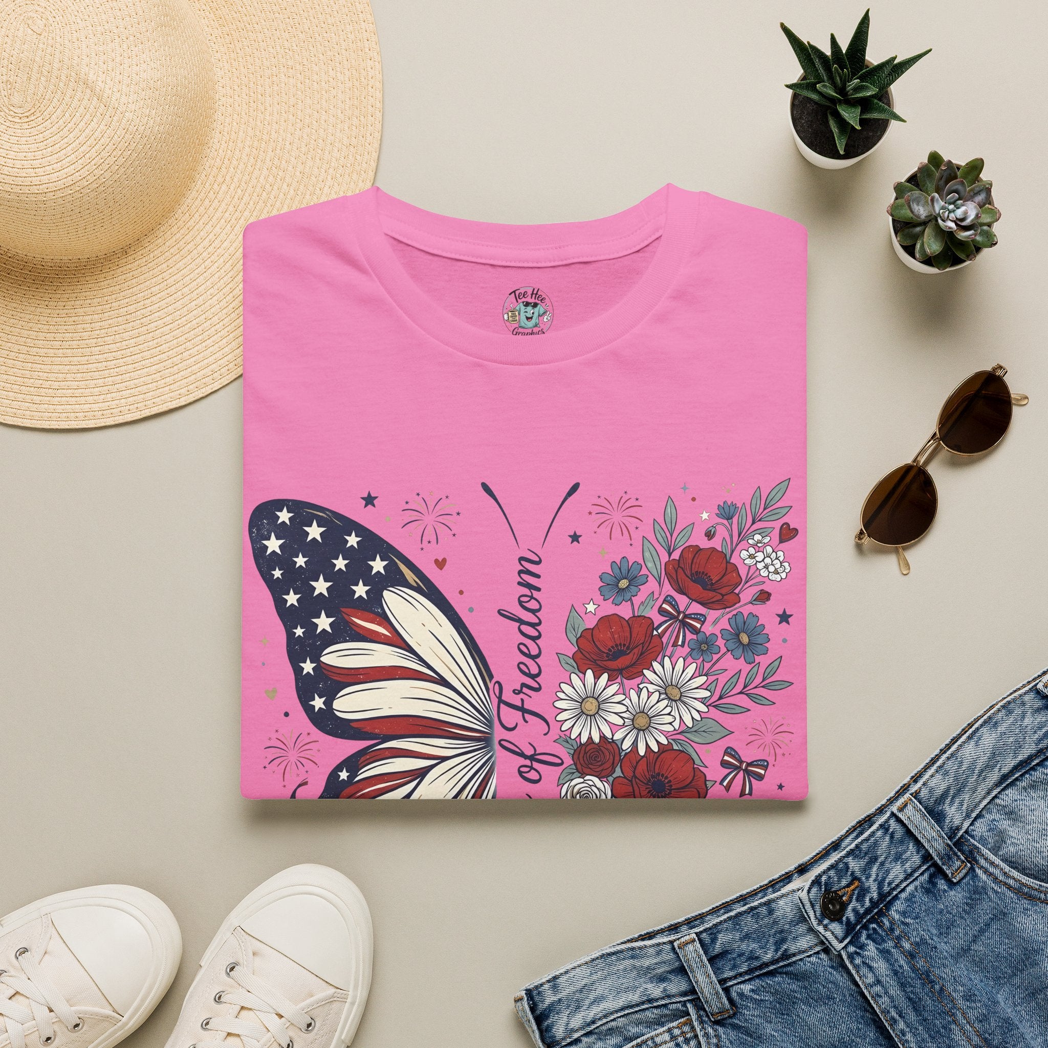 Patriotic Butterfly T-Shirt — 4th of July Freedom Floral Tee