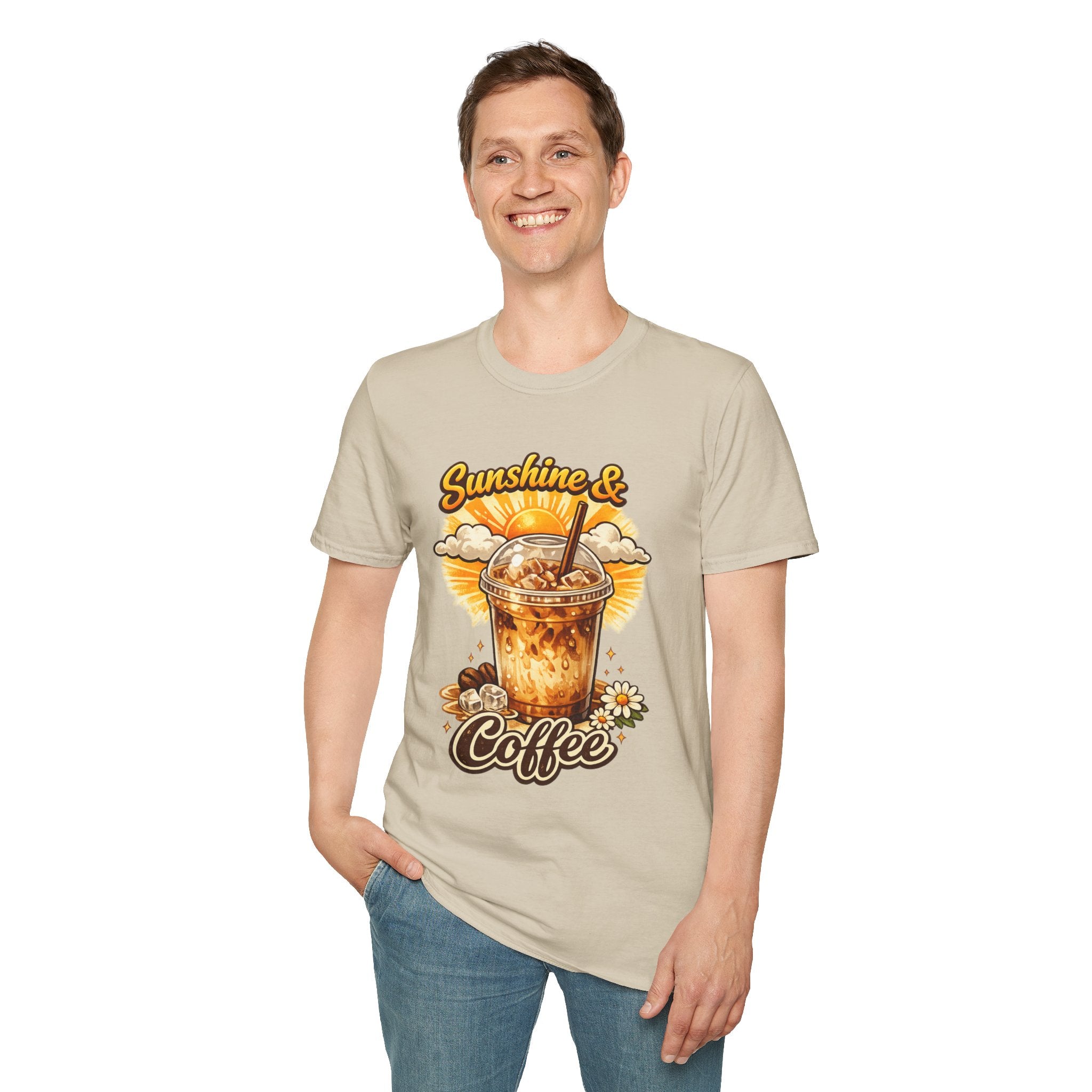 Sunshine & Iced Coffee T-Shirt — Summer Cafe Vibes Tee