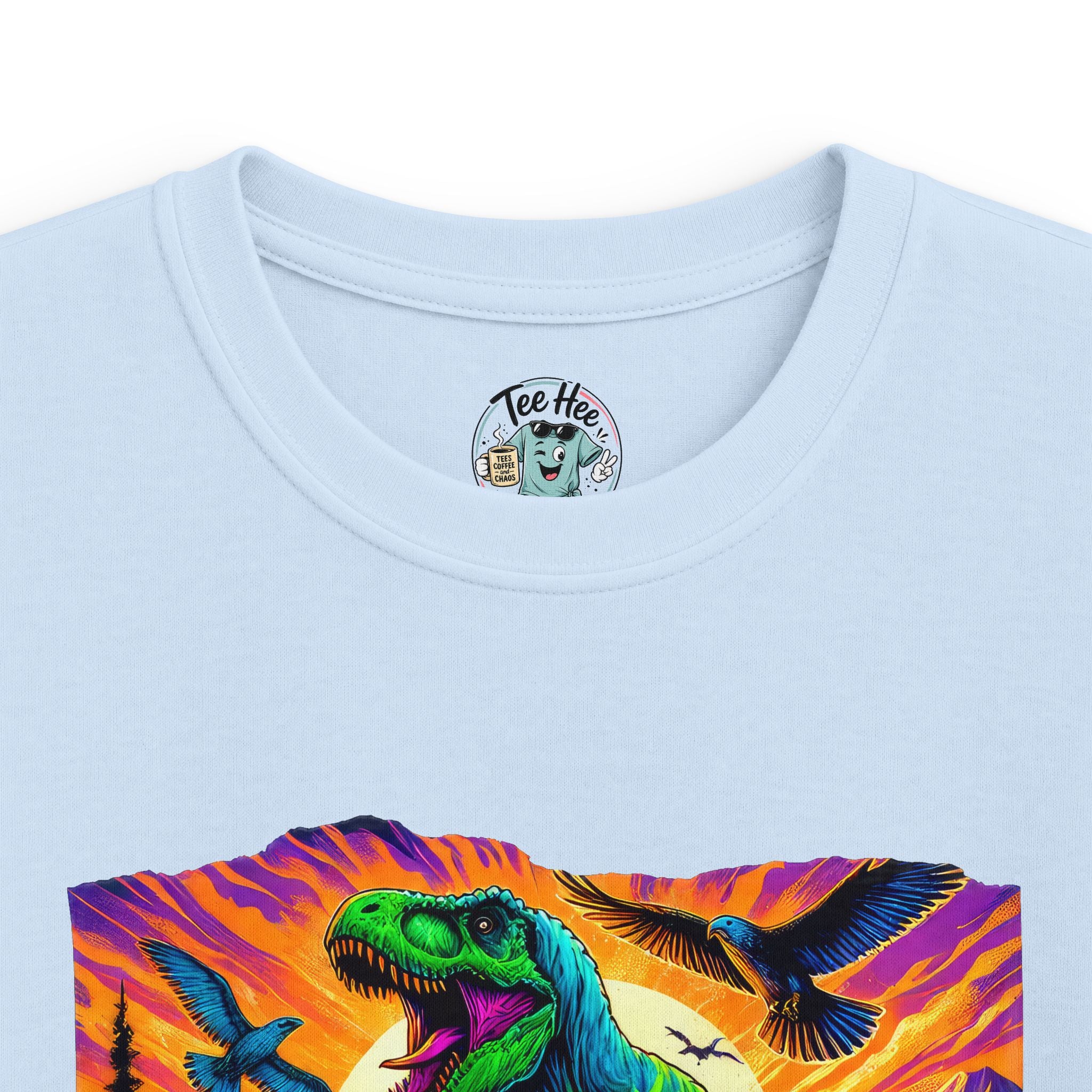 Kids T‑Shirt — Neon T‑Rex & Monster Truck Graphic