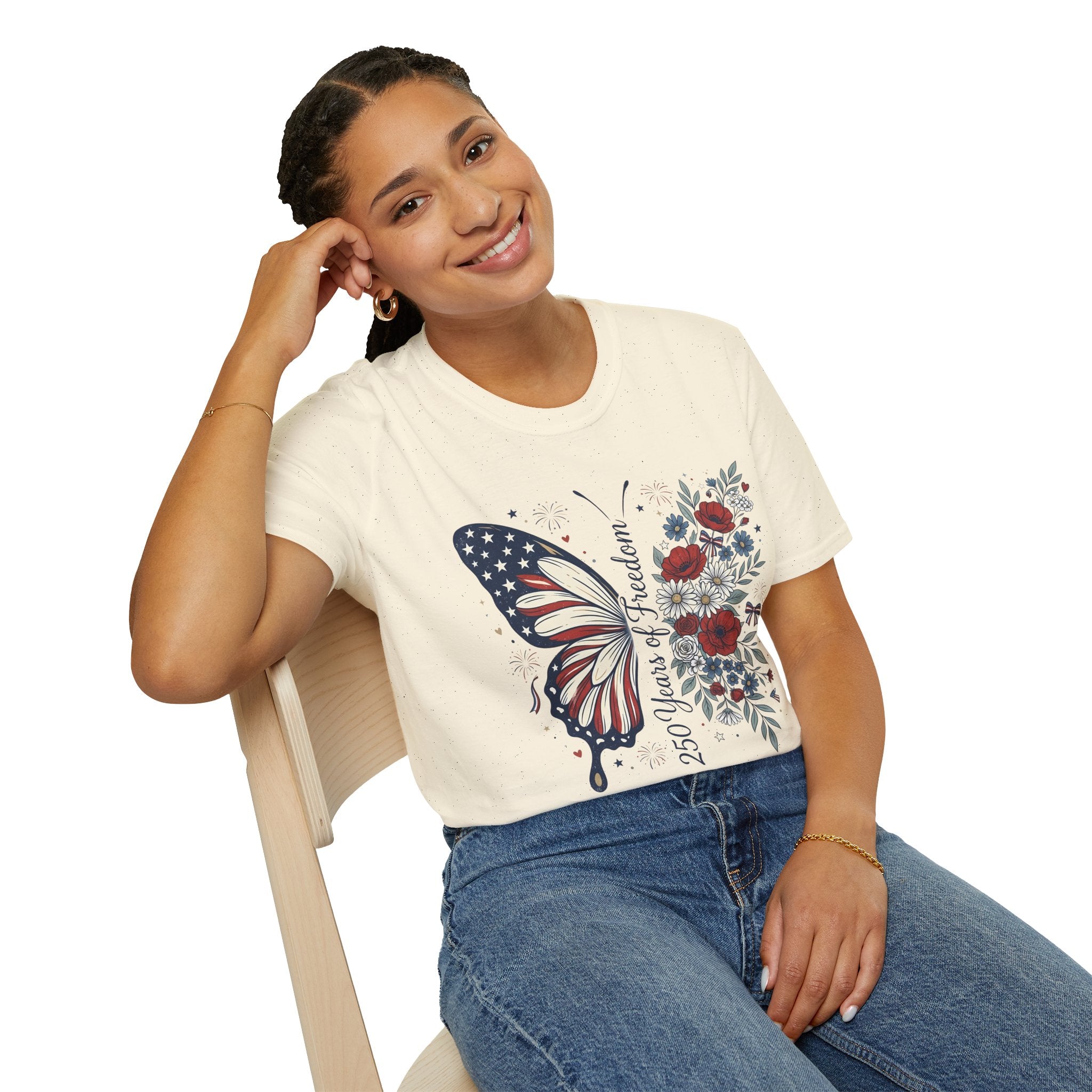 Patriotic Butterfly T-Shirt — 4th of July Freedom Floral Tee