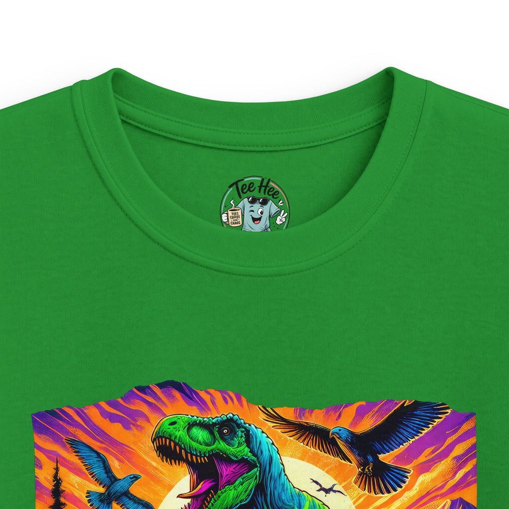Kids T‑Shirt — Neon T‑Rex & Monster Truck Graphic
