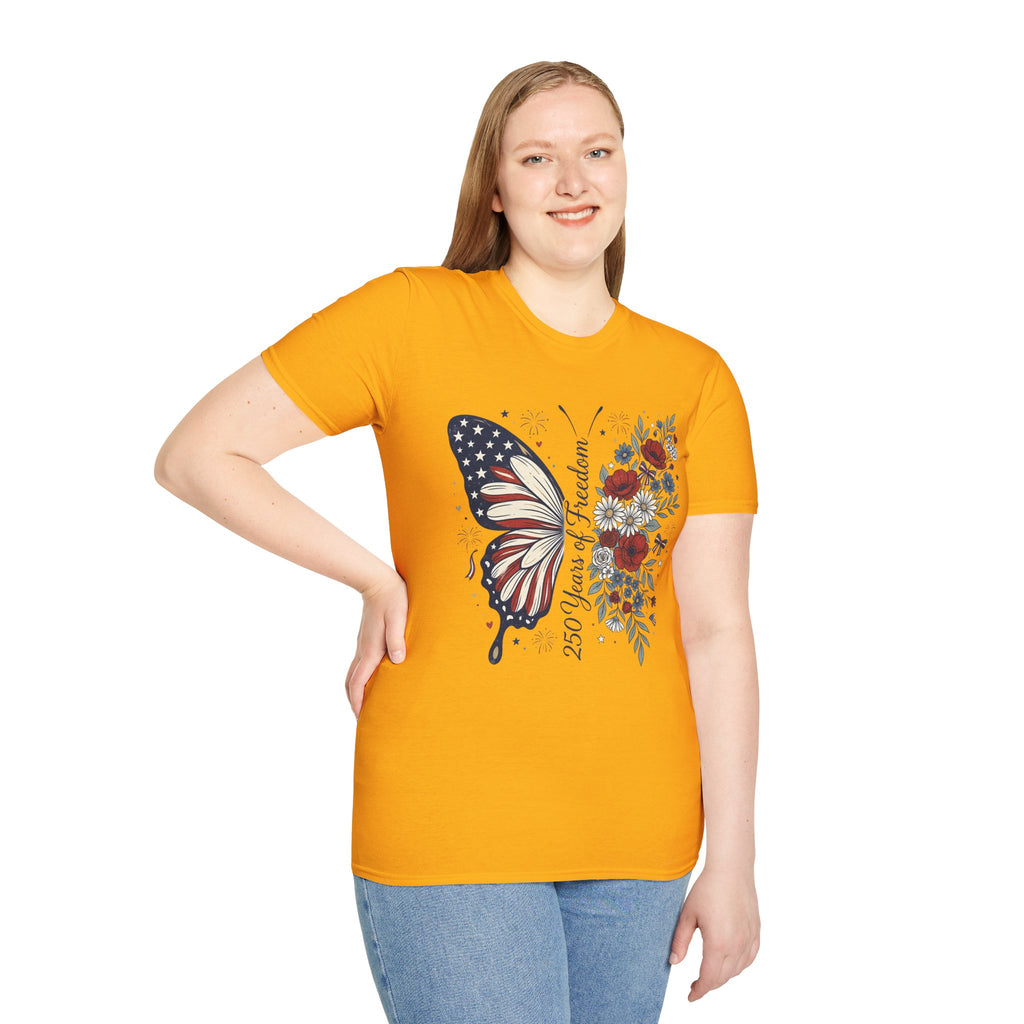 Patriotic Butterfly T-Shirt — 4th of July Freedom Floral Tee
