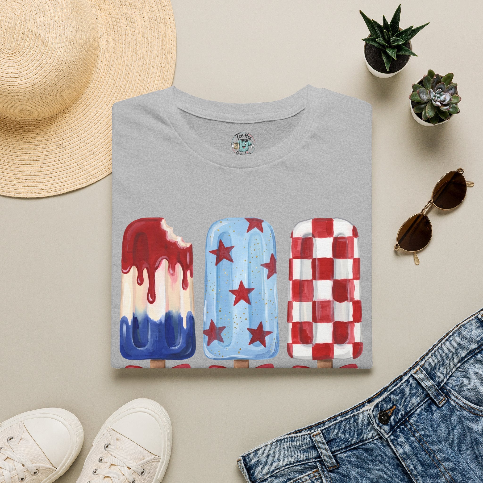 Sweet Freedom Popsicle T-Shirt — Red, White & Blue Stars
