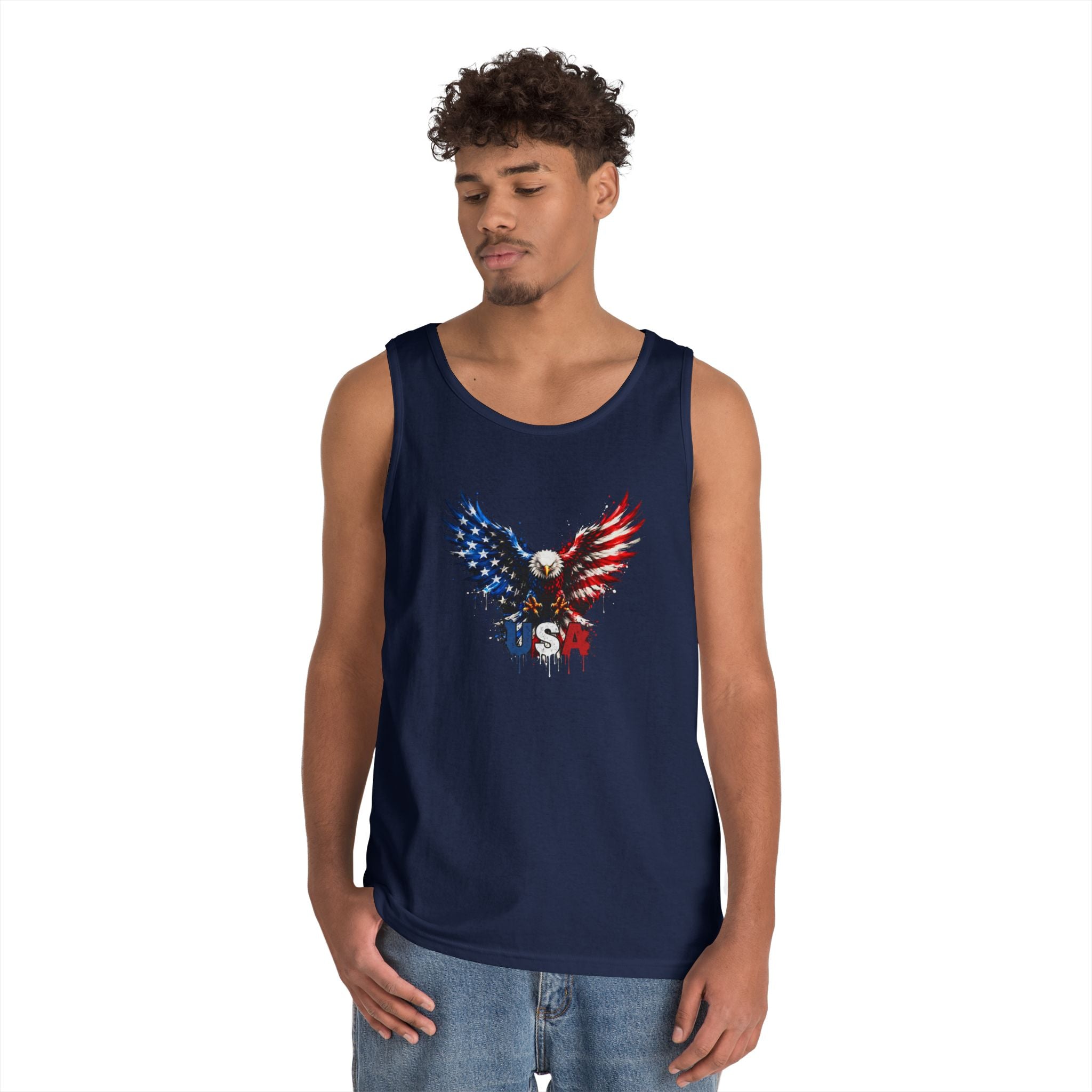 Patriotic USA Eagle Tank Top — Red, White & Blue American Flag Design