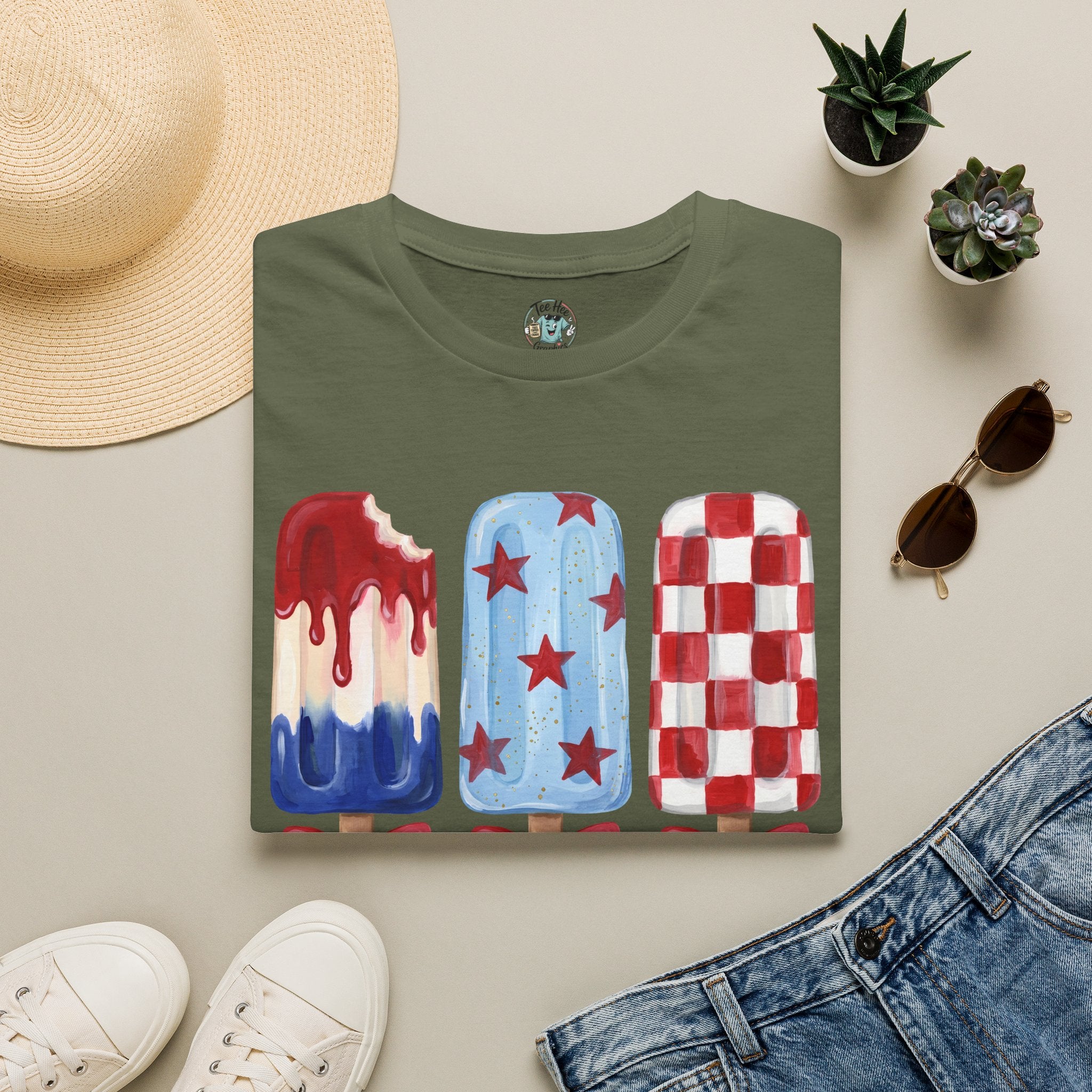 Sweet Freedom Popsicle T-Shirt — Red, White & Blue Stars