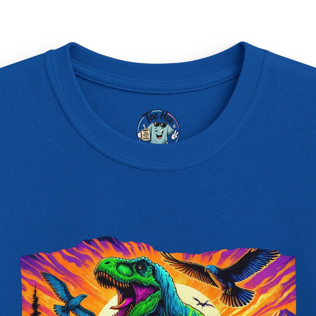 Kids T‑Shirt — Neon T‑Rex & Monster Truck Graphic