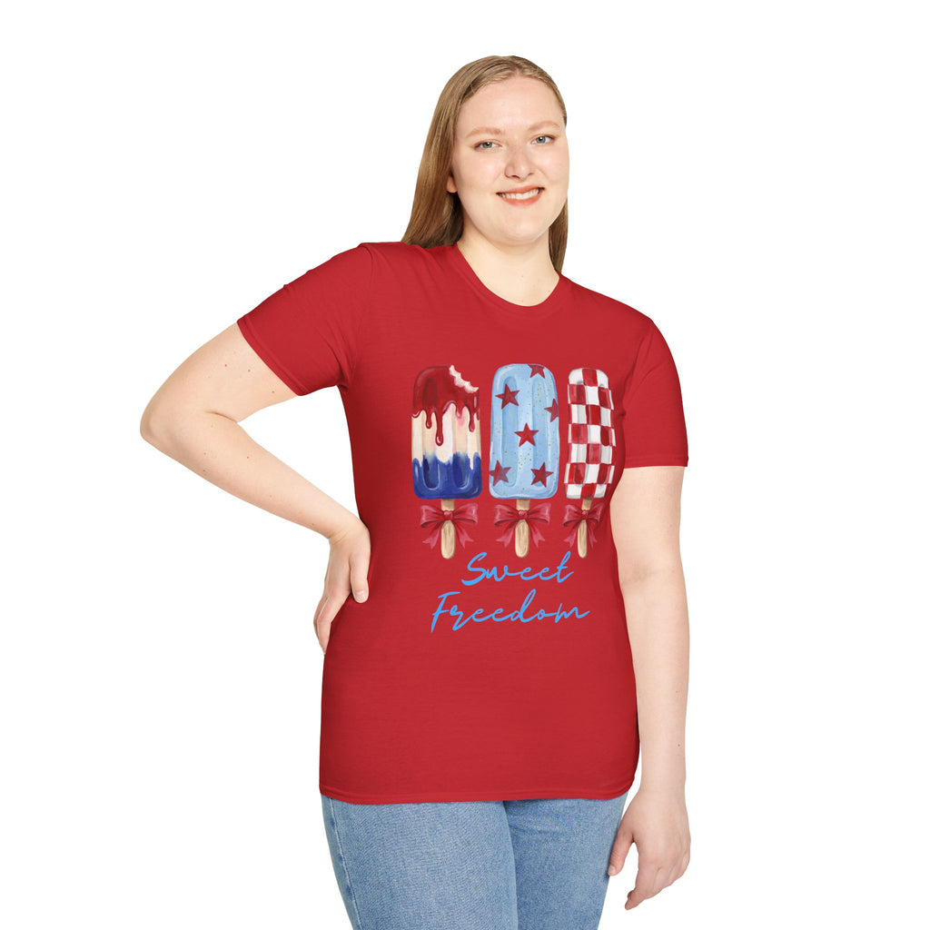 Sweet Freedom Popsicle T-Shirt — Red, White & Blue Stars