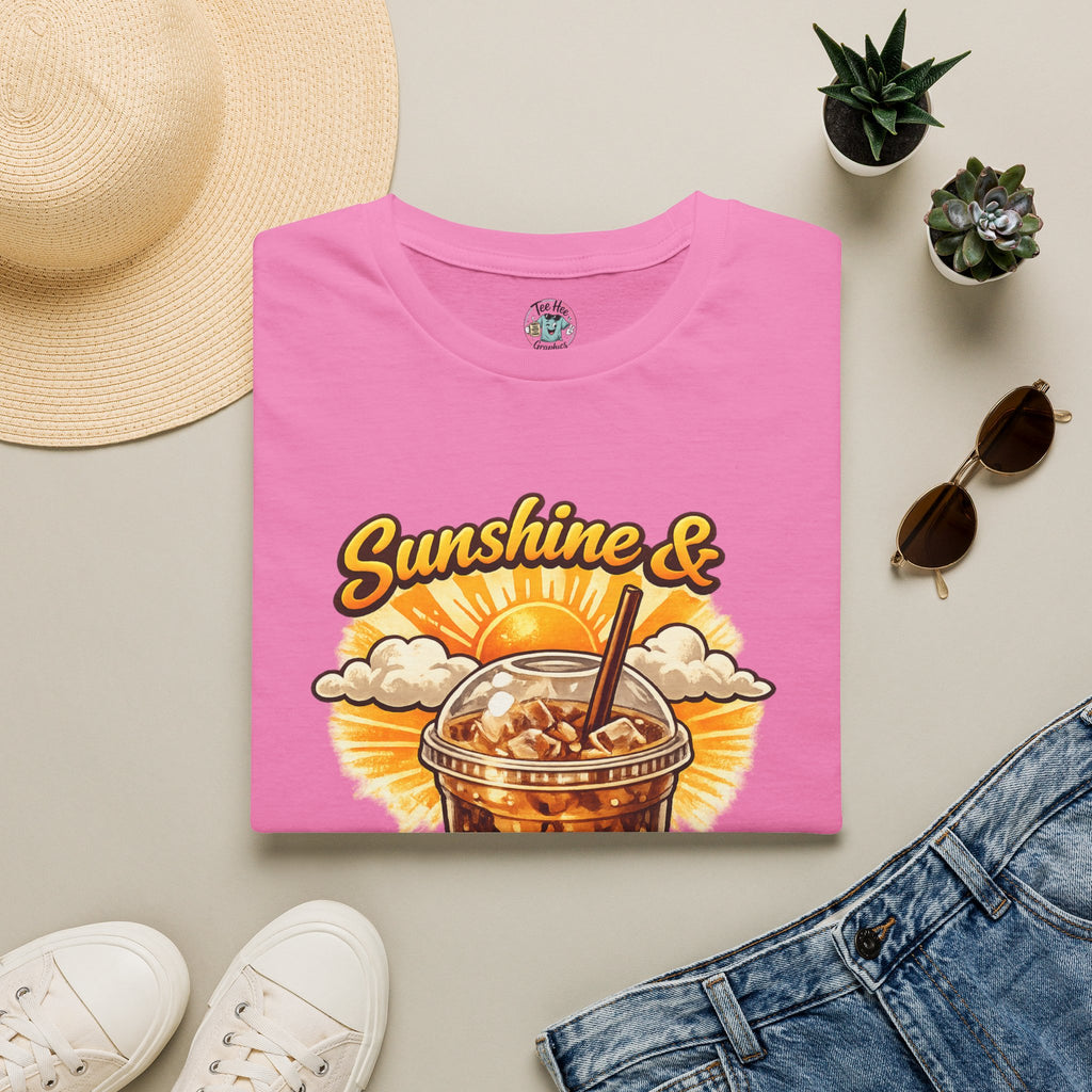 Sunshine & Iced Coffee T-Shirt — Summer Cafe Vibes Tee