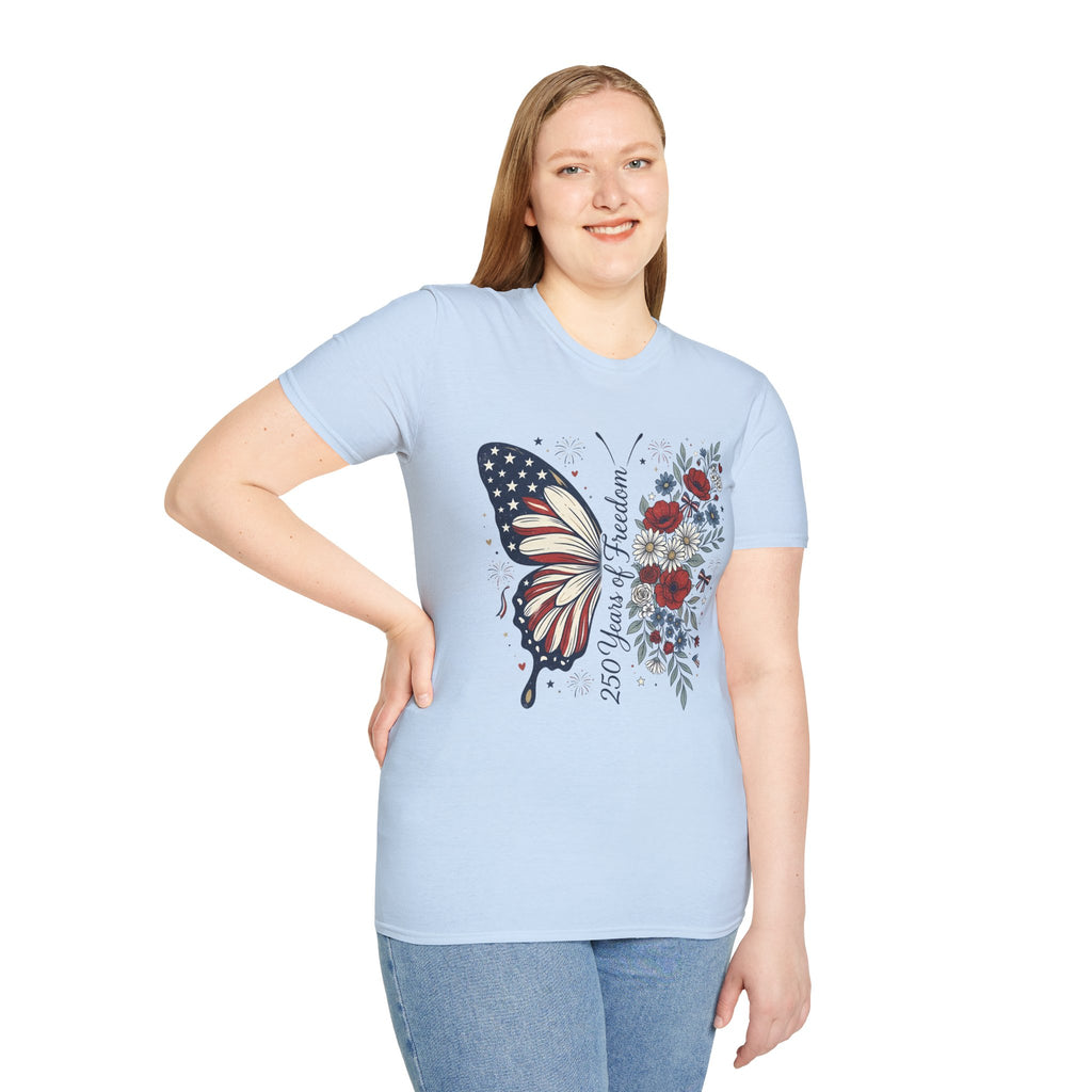 Patriotic Butterfly T-Shirt — 4th of July Freedom Floral Tee