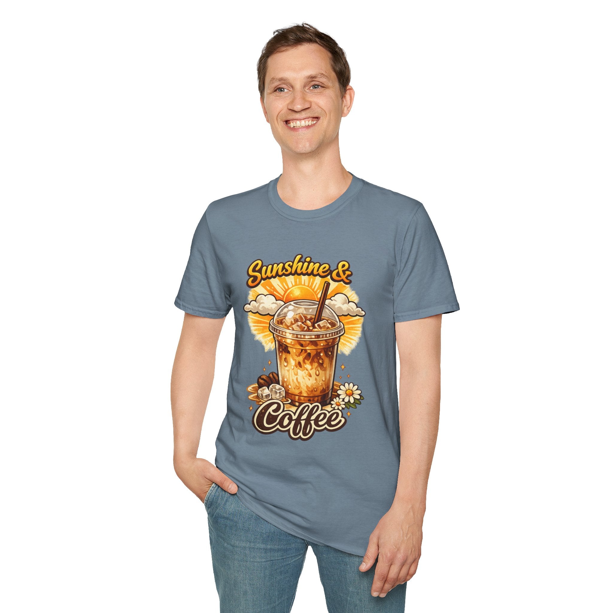 Sunshine & Iced Coffee T-Shirt — Summer Cafe Vibes Tee