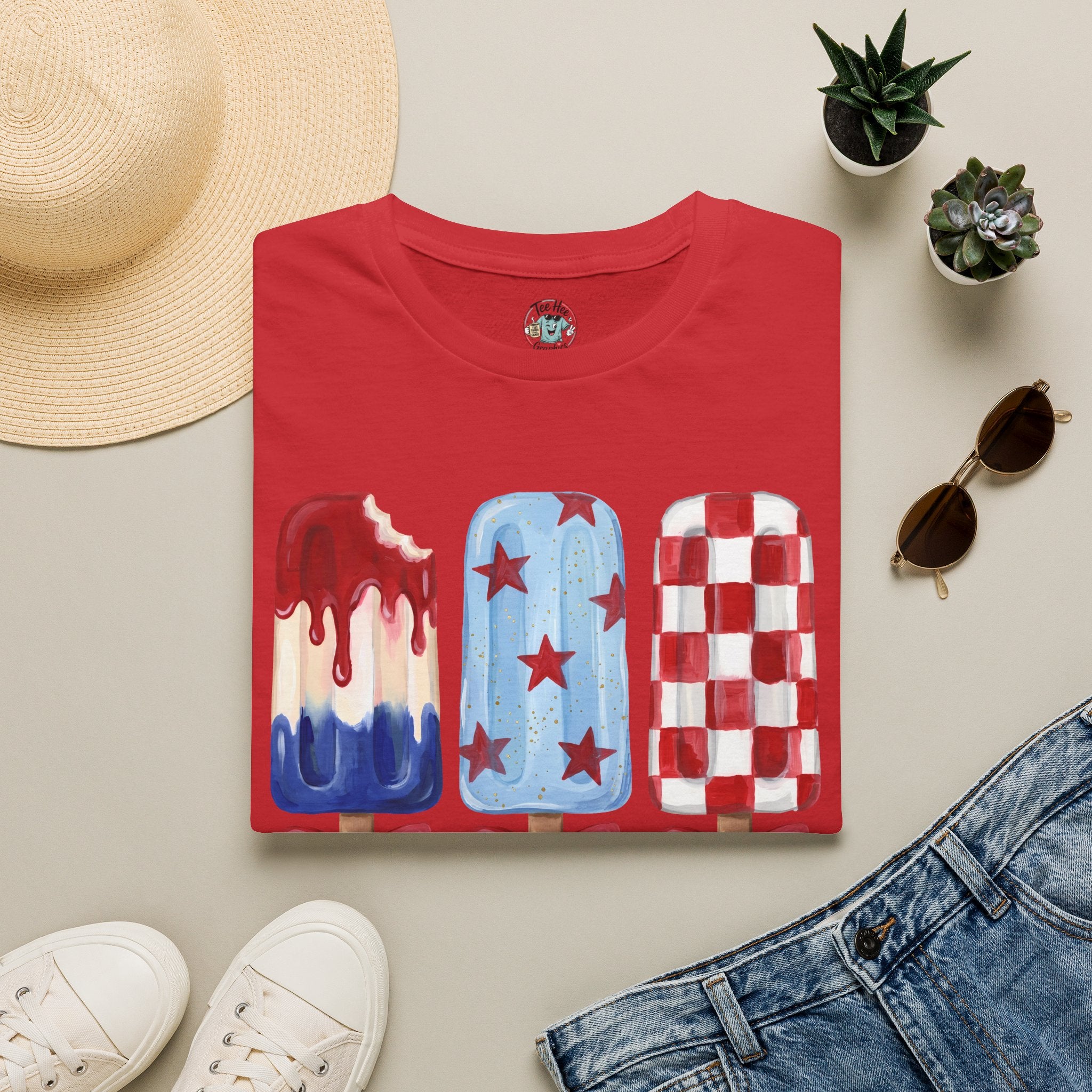 Sweet Freedom Popsicle T-Shirt — Red, White & Blue Stars
