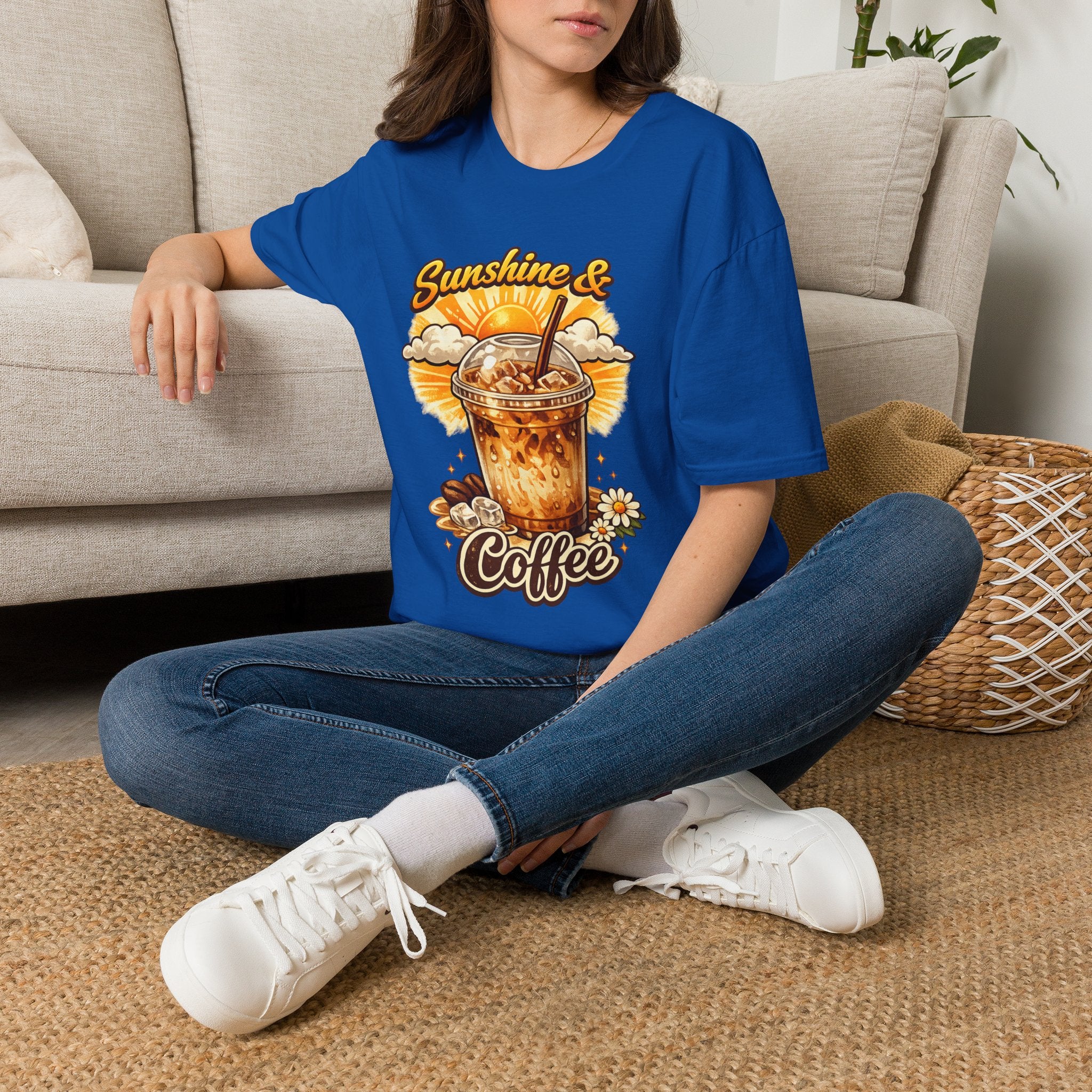 Sunshine & Iced Coffee T-Shirt — Summer Cafe Vibes Tee