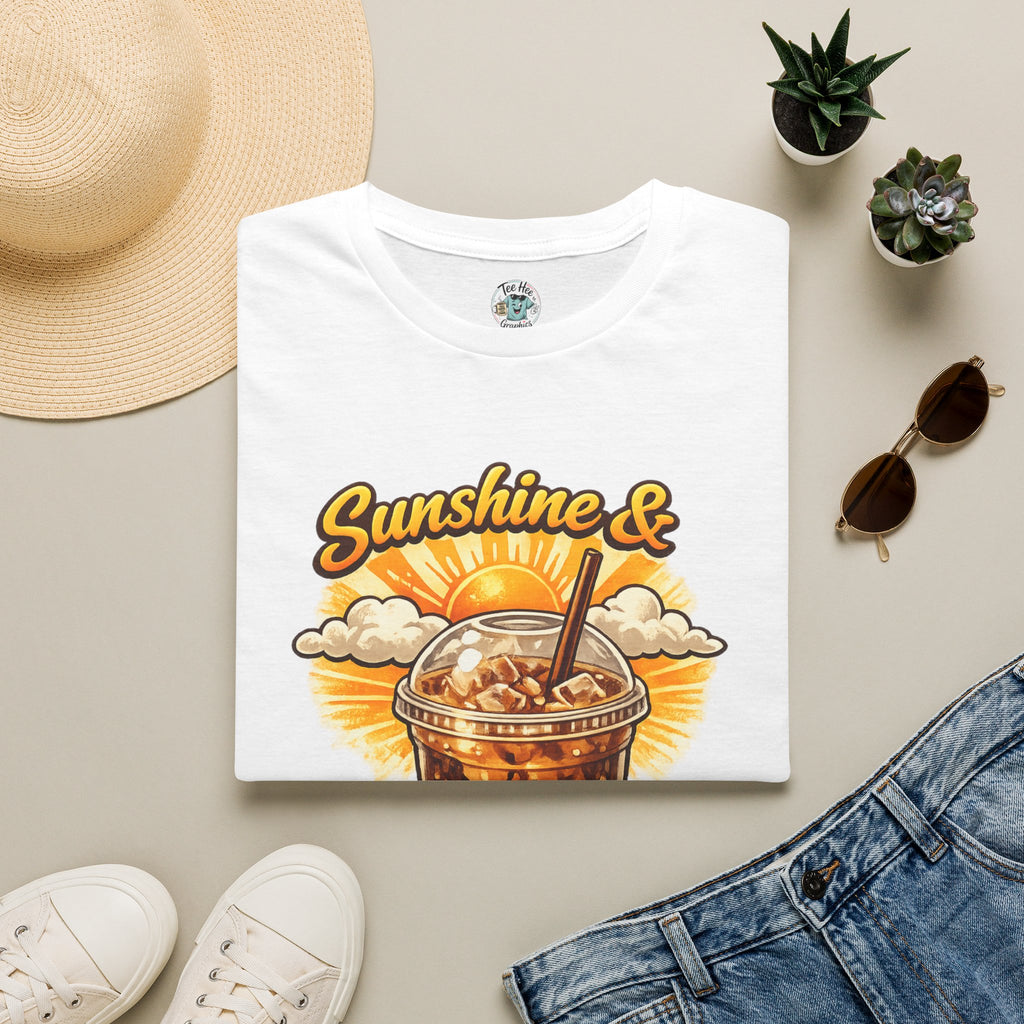 Sunshine & Iced Coffee T-Shirt — Summer Cafe Vibes Tee