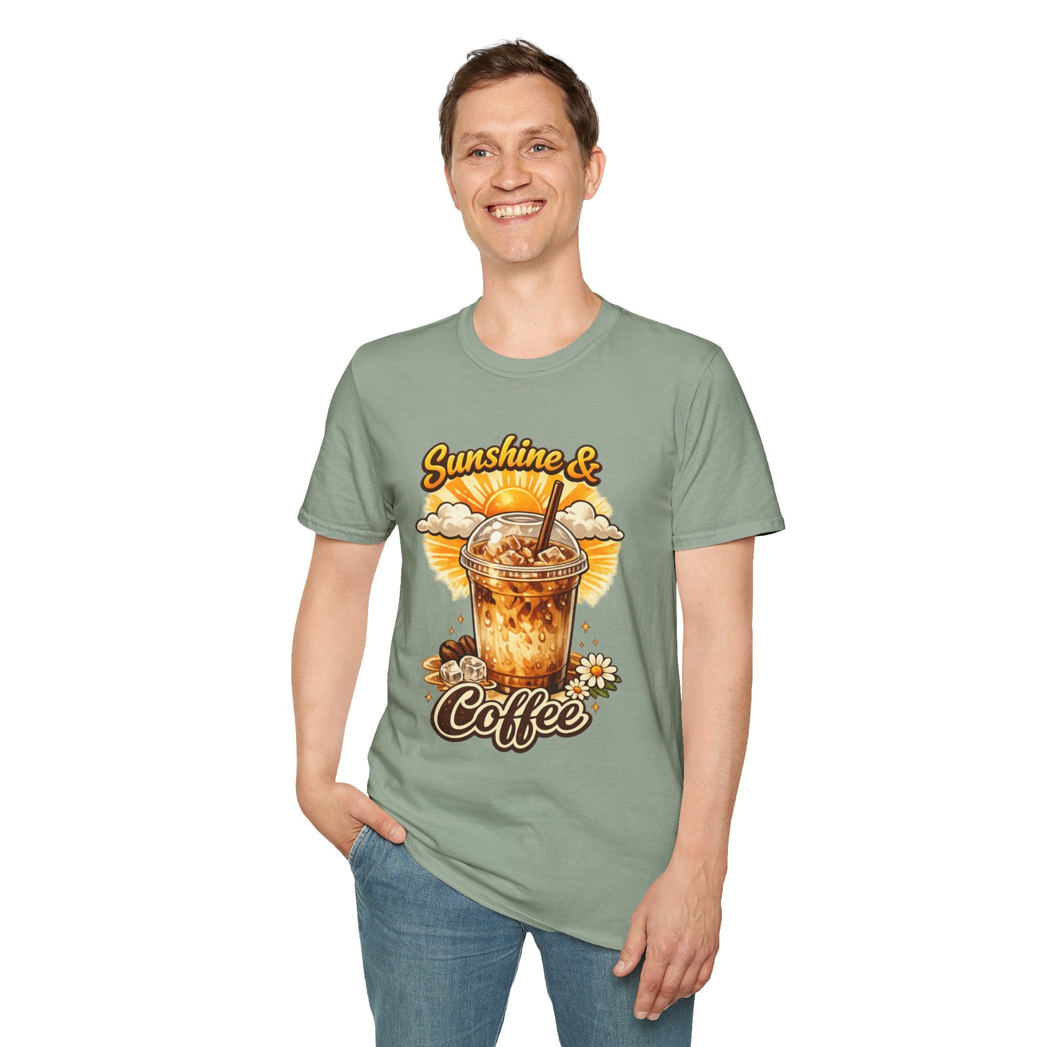 Sunshine & Iced Coffee T-Shirt — Summer Cafe Vibes Tee