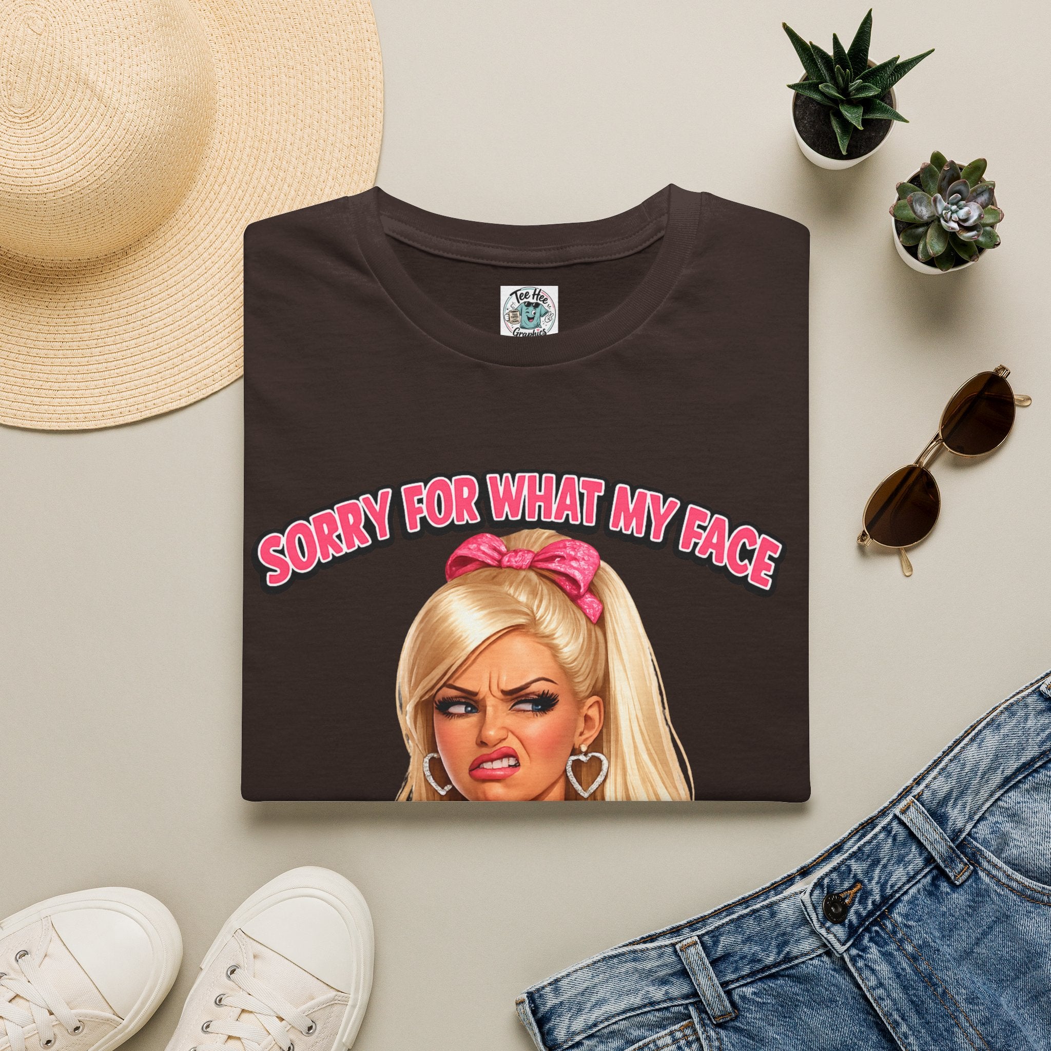 Graphic Tee — "Sorry For What My Face Does When You Talk" Sassy Barbie Vibe T-Shirt