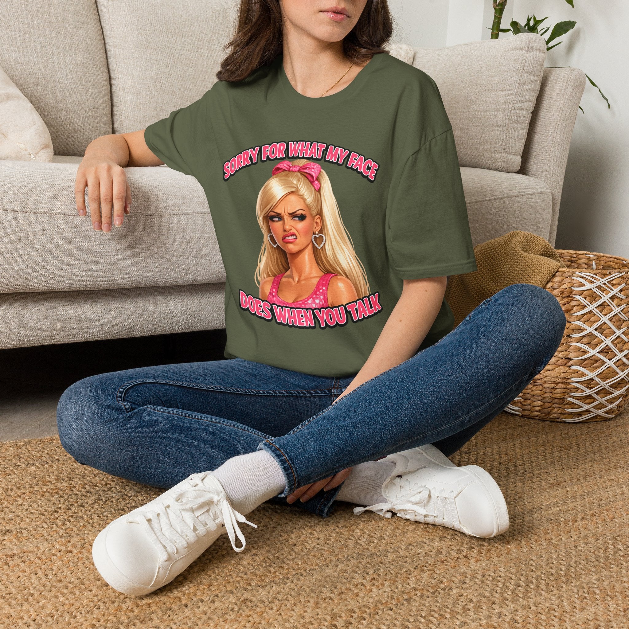 Graphic Tee — "Sorry For What My Face Does When You Talk" Sassy Barbie Vibe T-Shirt