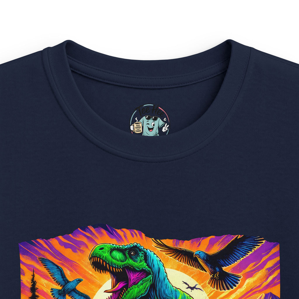 Kids T‑Shirt — Neon T‑Rex & Monster Truck Graphic