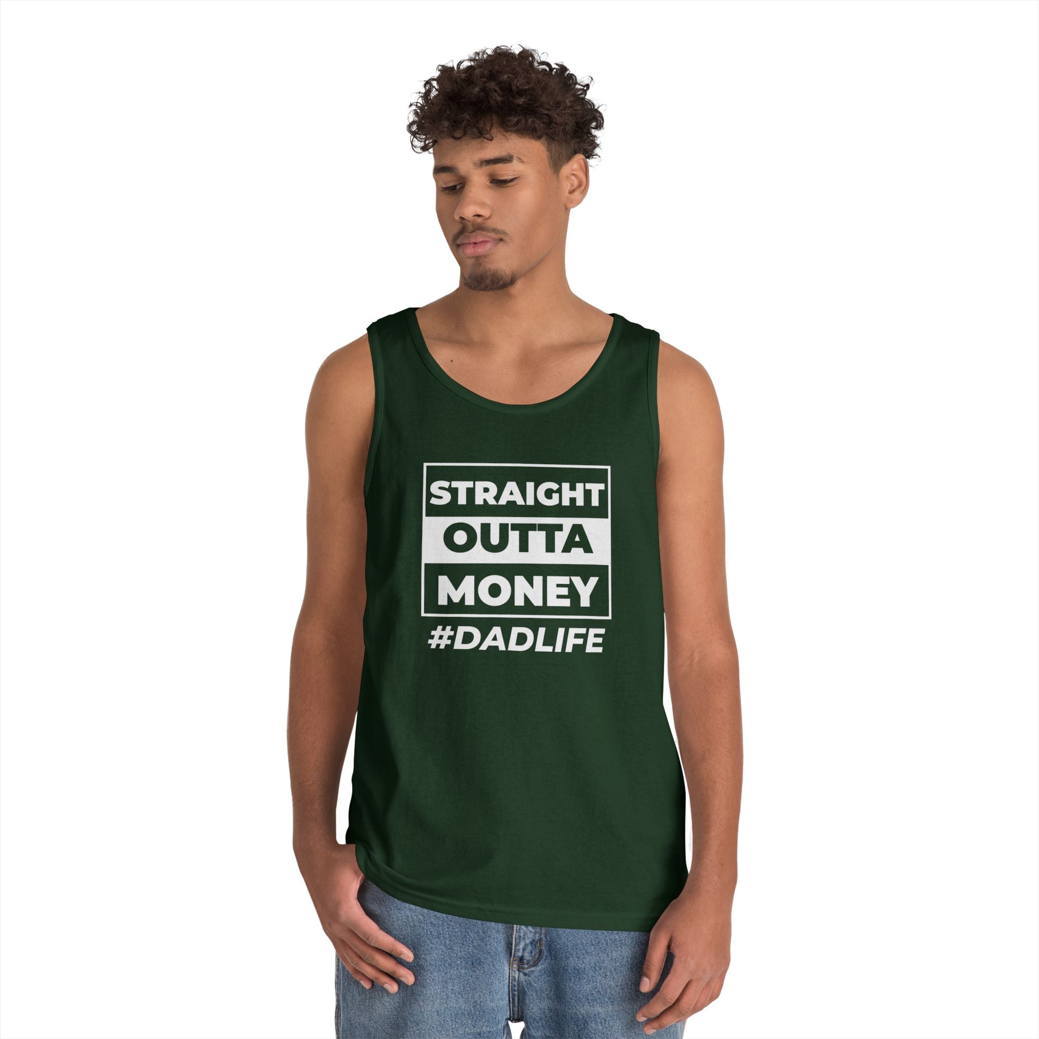 Dad Life Tank Top — "Straight Outta Money" Funny Fatherhood Shirt