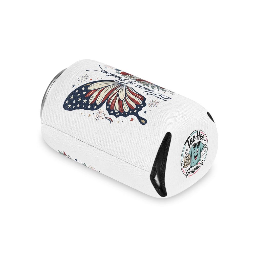 Patriotic Butterfly Can Cooler — Red White & Blue Koozie