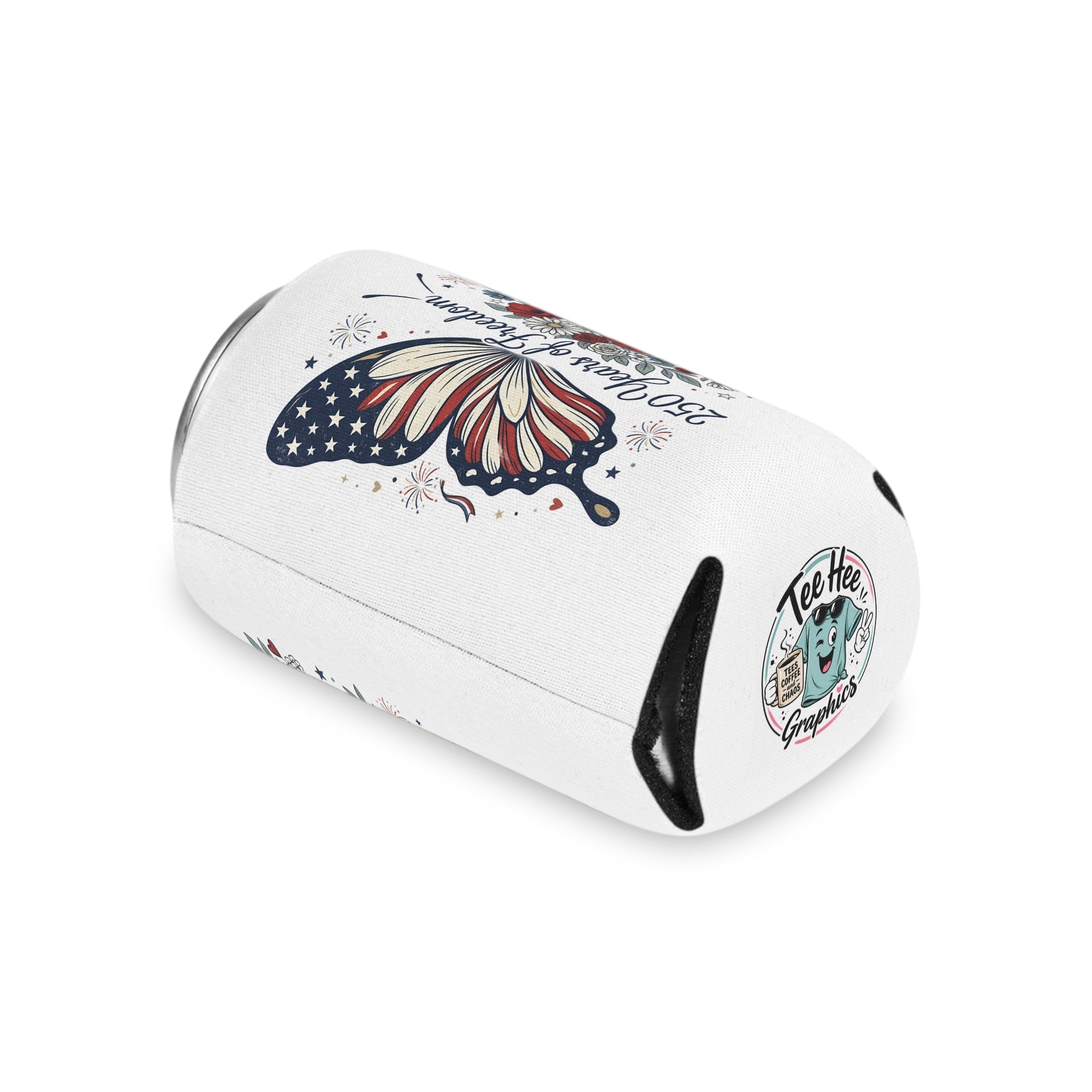 Patriotic Butterfly Can Cooler — Red White & Blue Koozie