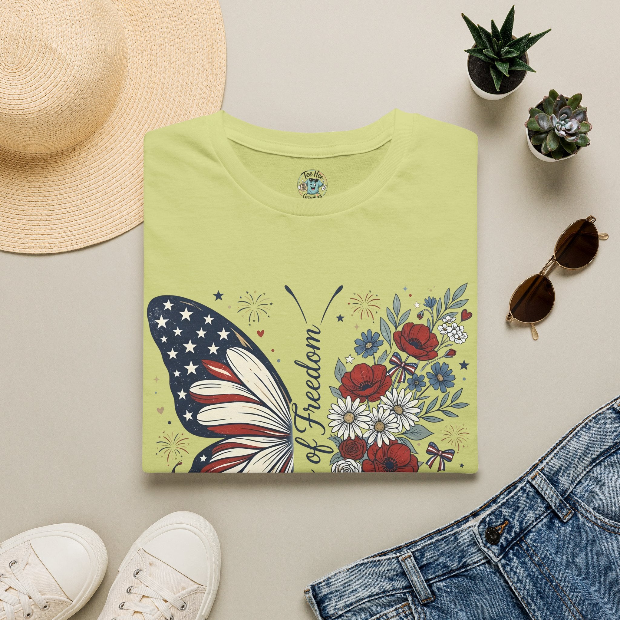 Patriotic Butterfly T-Shirt — 4th of July Freedom Floral Tee