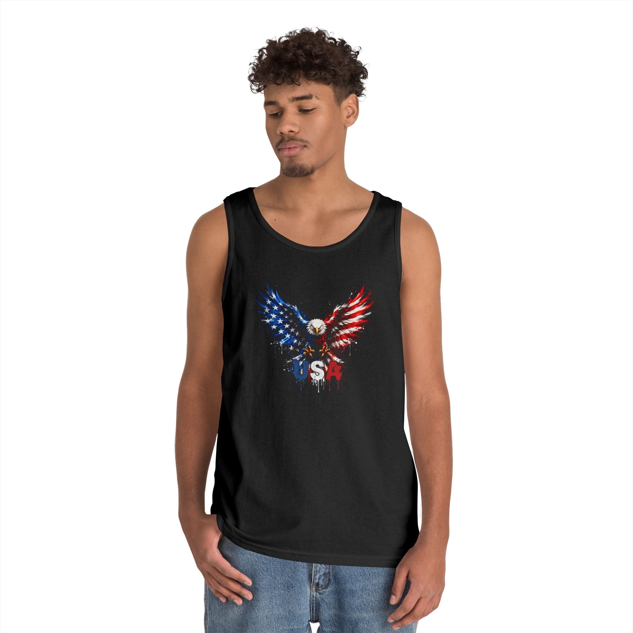 Patriotic USA Eagle Tank Top — Red, White & Blue American Flag Design