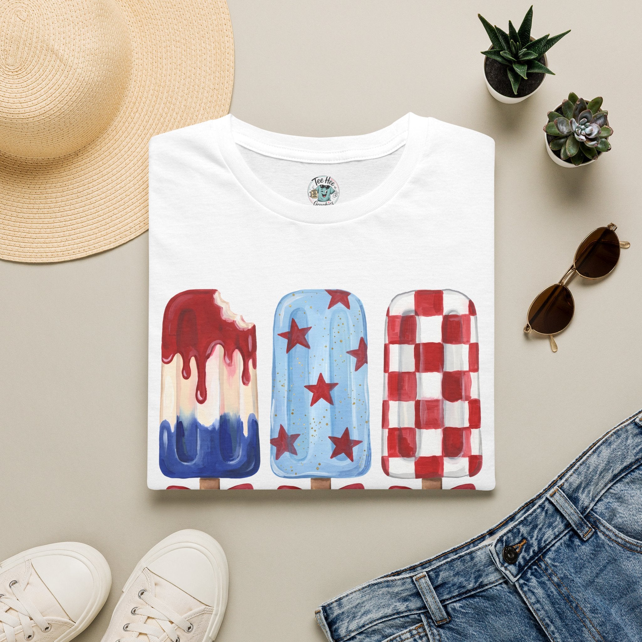 Sweet Freedom Popsicle T-Shirt — Red, White & Blue Stars