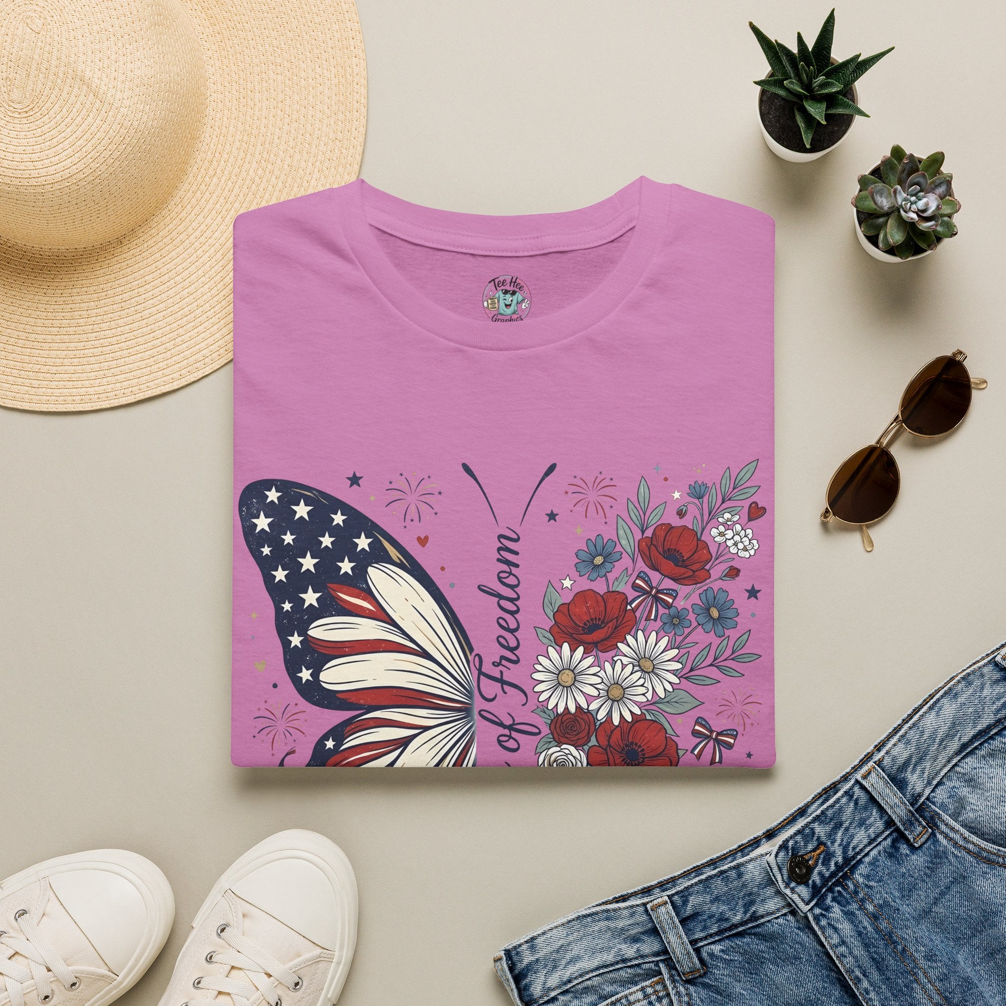 Patriotic Butterfly T-Shirt — 4th of July Freedom Floral Tee