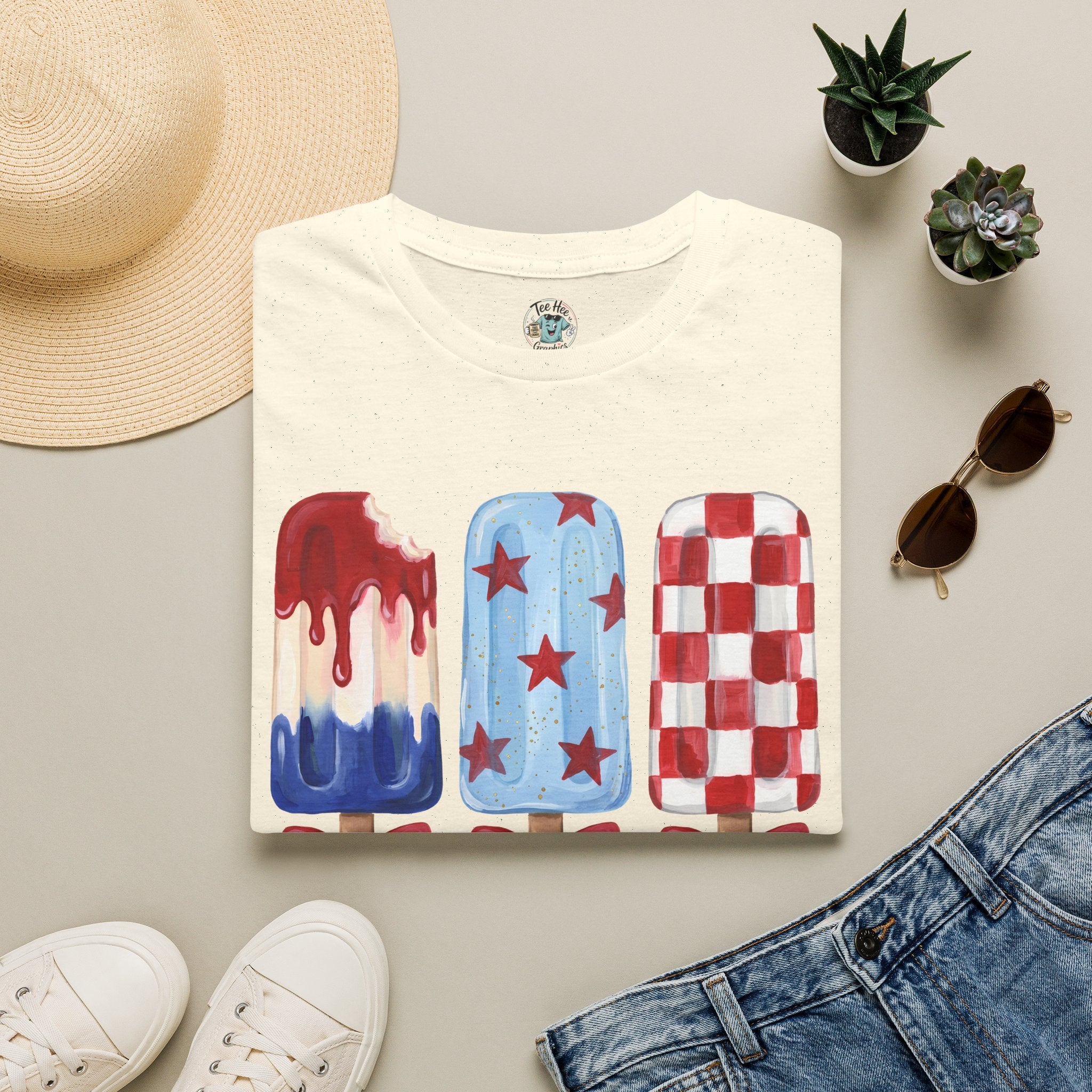 Sweet Freedom Popsicle T-Shirt — Red, White & Blue Stars