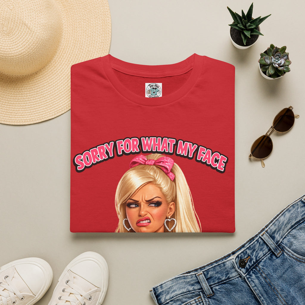 Graphic Tee — "Sorry For What My Face Does When You Talk" Sassy Barbie Vibe T-Shirt