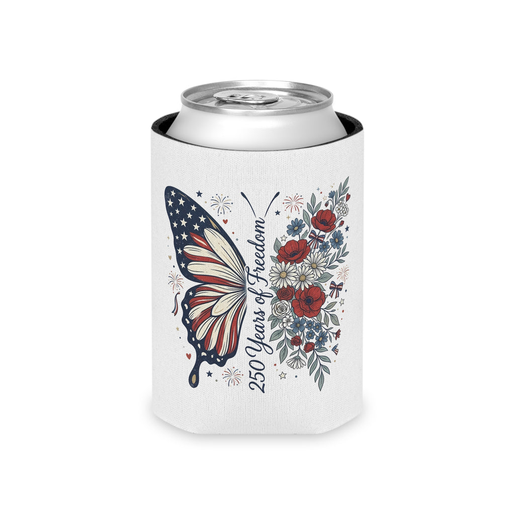 Patriotic Butterfly Can Cooler — Red White & Blue Koozie