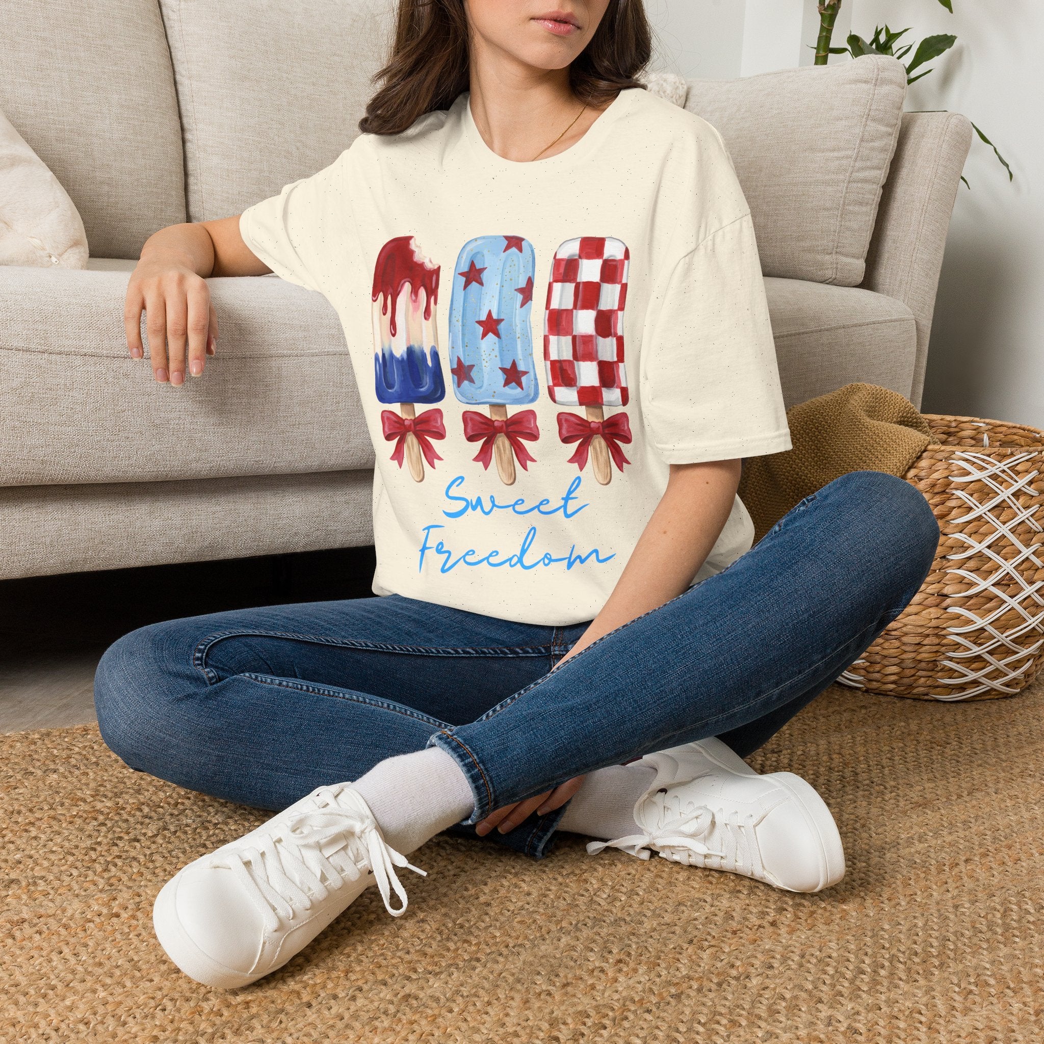 Sweet Freedom Popsicle T-Shirt — Red, White & Blue Stars