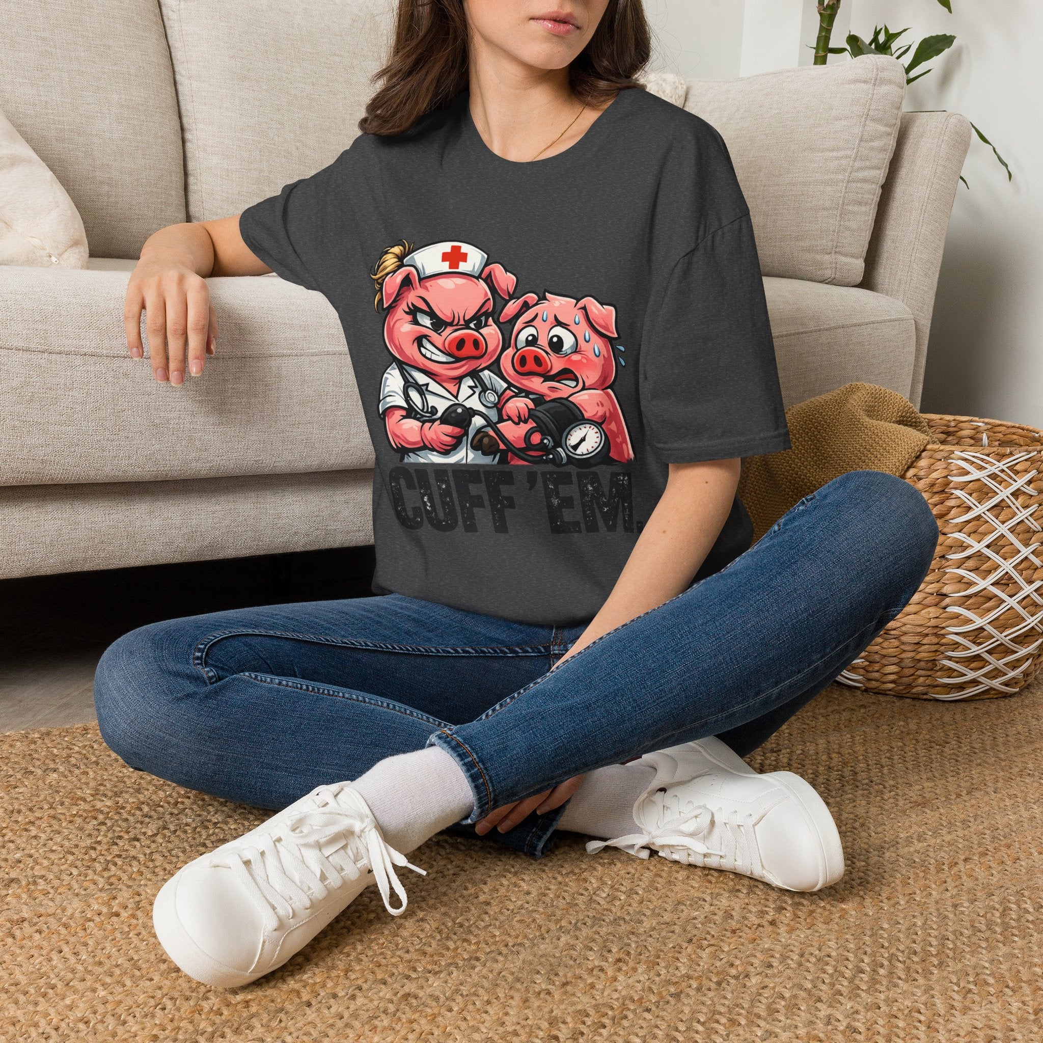 Cuff 'Em' Nurse Pig Graphic Tee