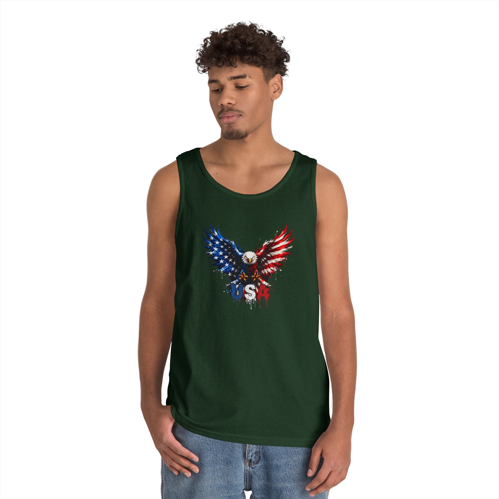Patriotic USA Eagle Tank Top — Red, White & Blue American Flag Design