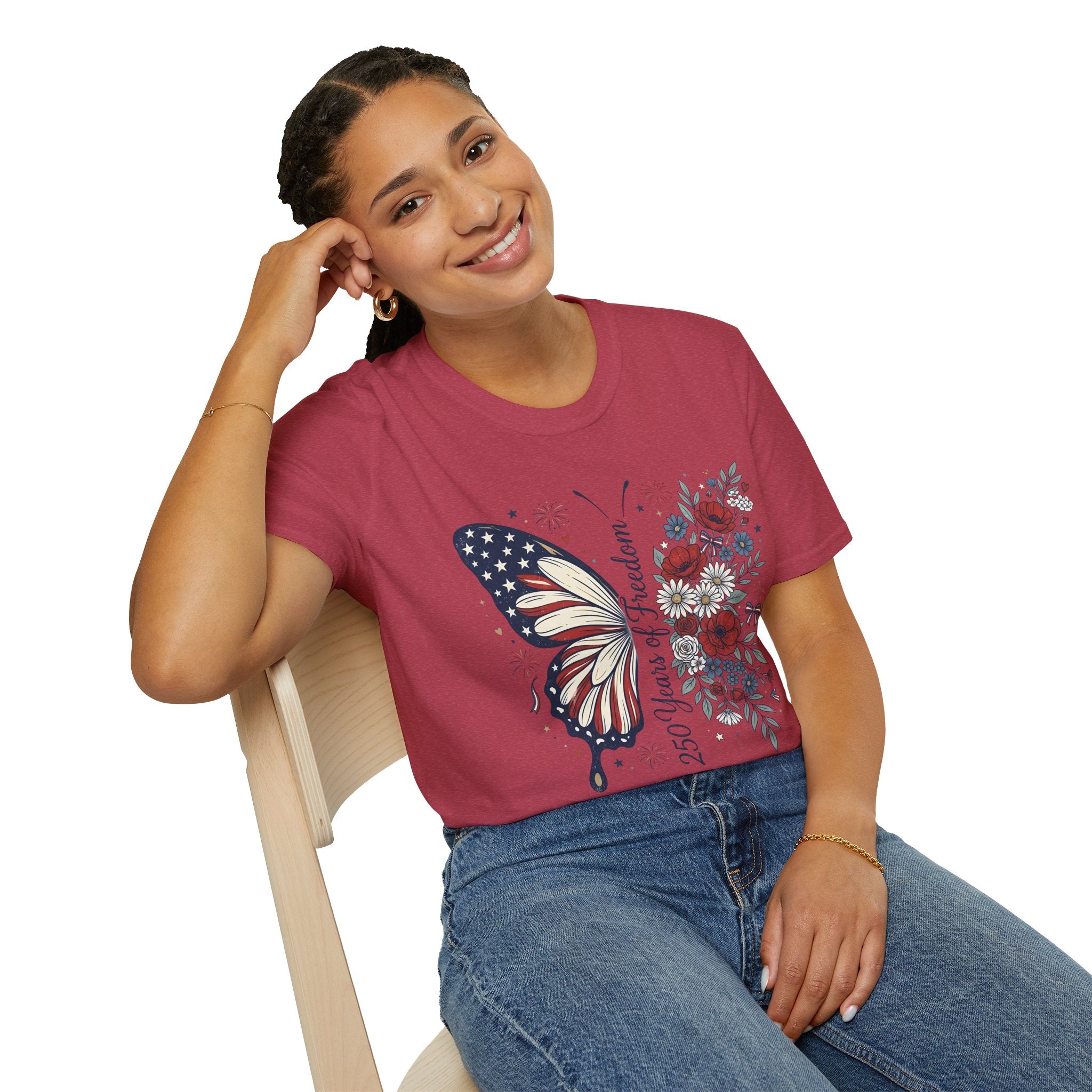 Patriotic Butterfly T-Shirt — 4th of July Freedom Floral Tee