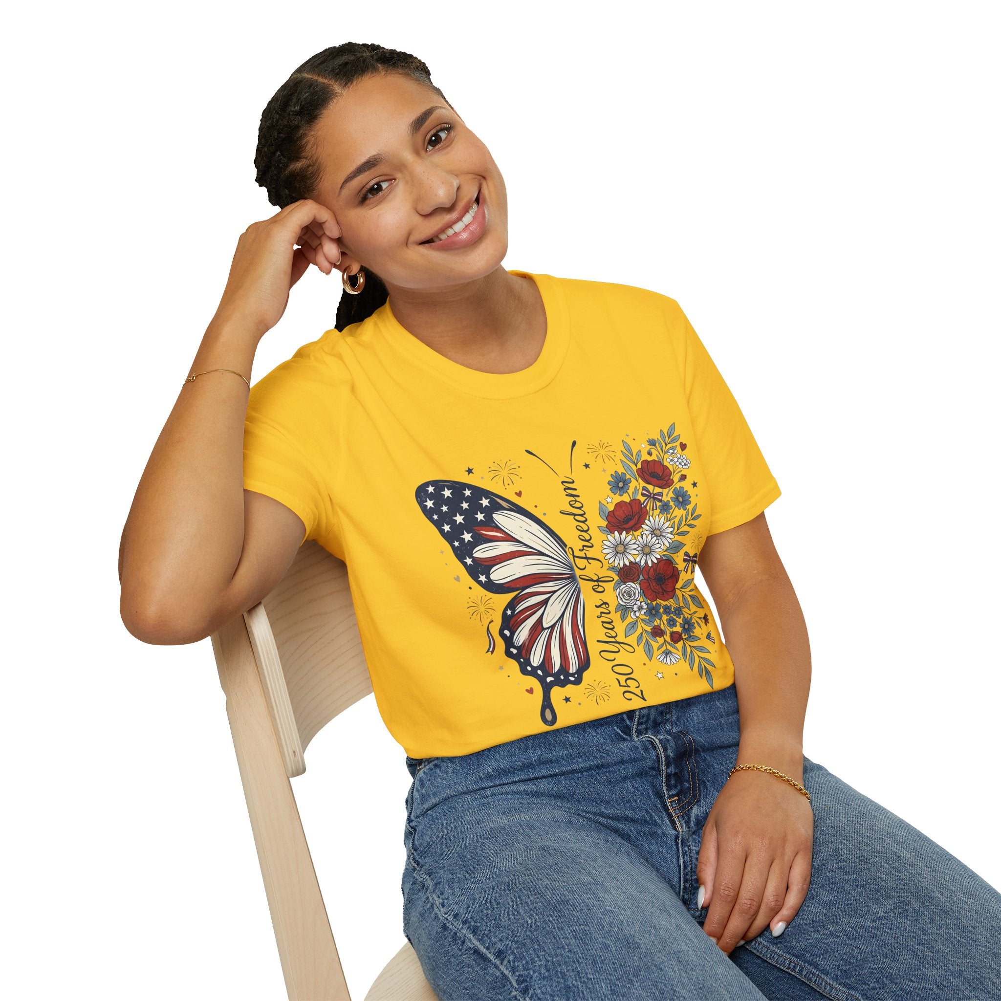 Patriotic Butterfly T-Shirt — 4th of July Freedom Floral Tee