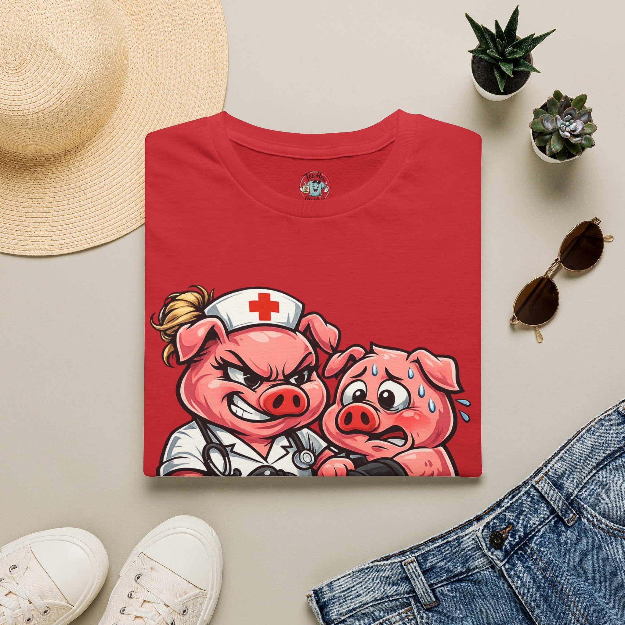 Cuff 'Em' Nurse Pig Graphic Tee