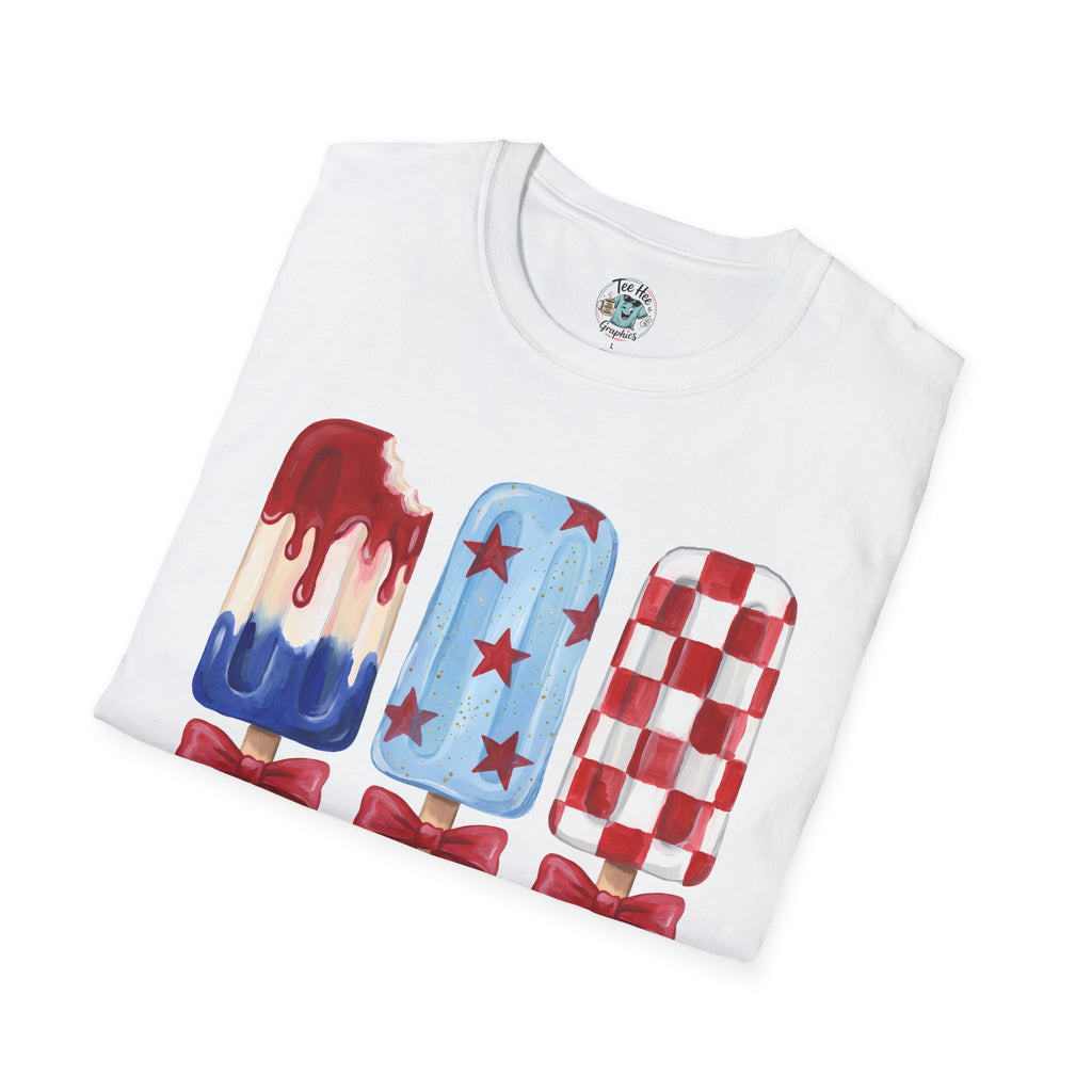 Sweet Freedom Popsicle T-Shirt — Red, White & Blue Stars