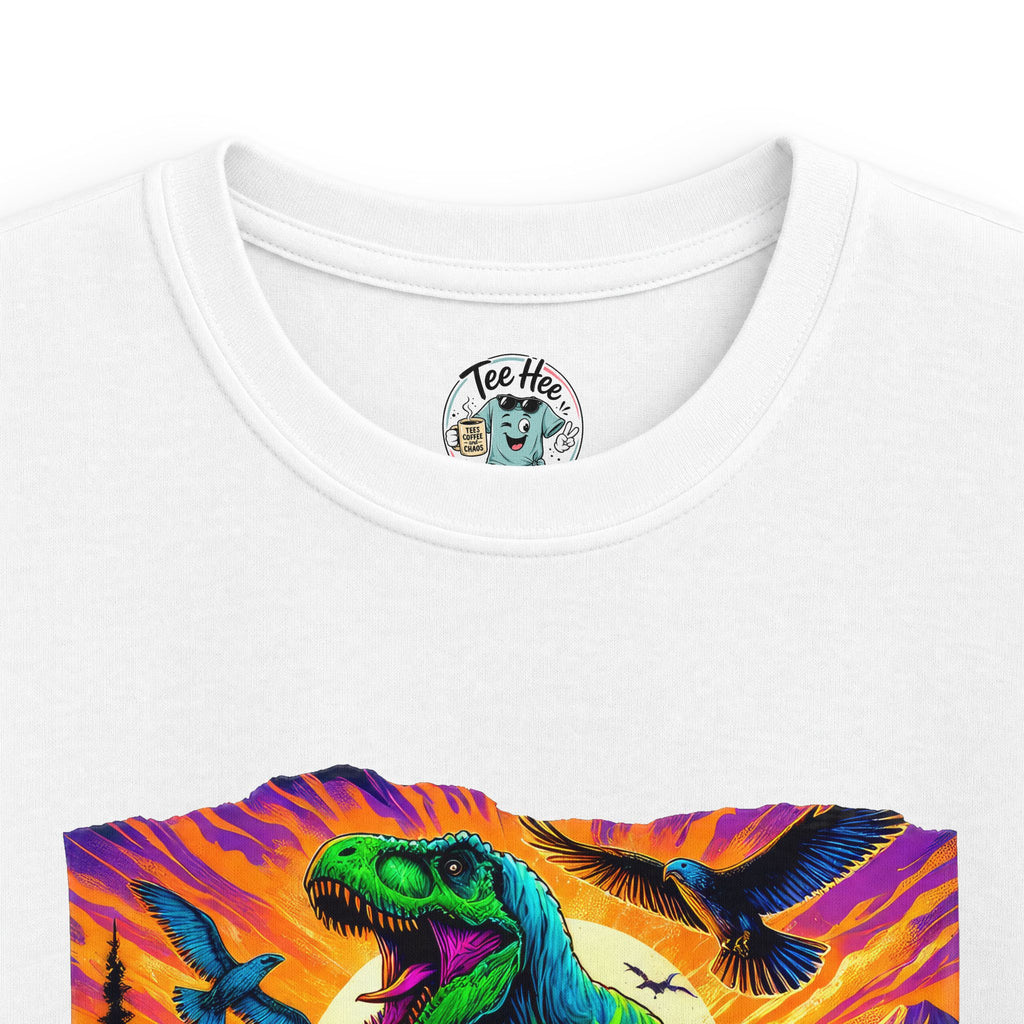 Kids T‑Shirt — Neon T‑Rex & Monster Truck Graphic