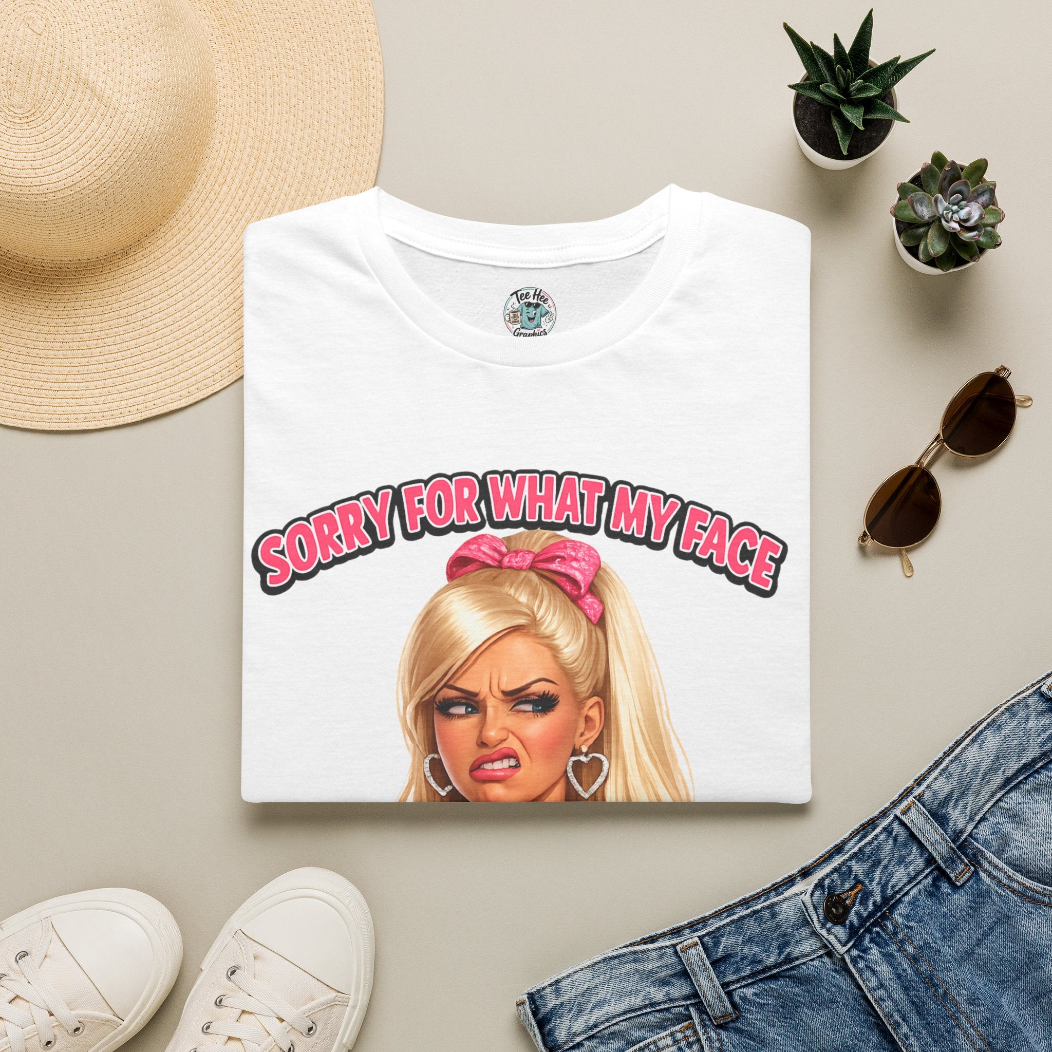 Graphic Tee — "Sorry For What My Face Does When You Talk" Sassy Barbie Vibe T-Shirt