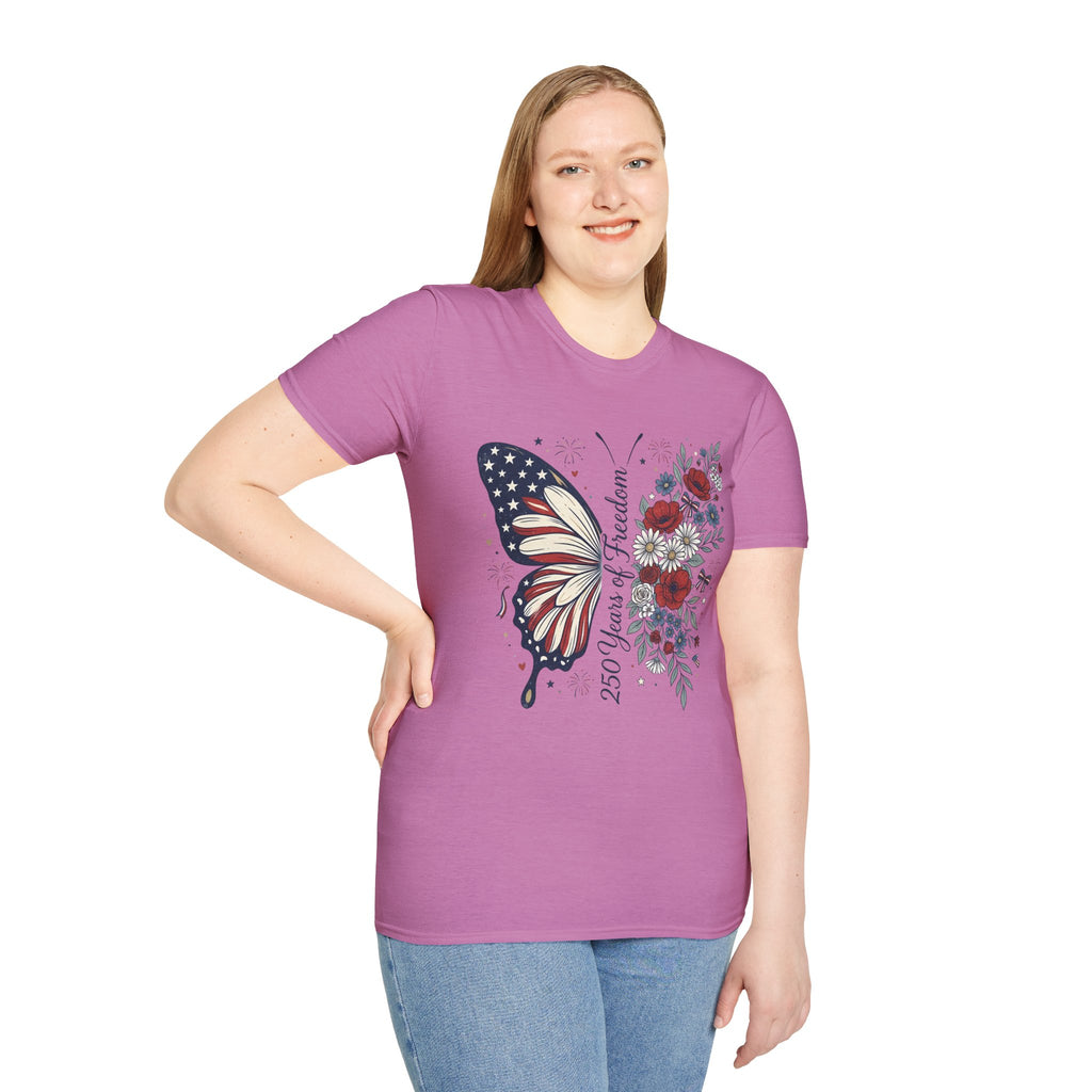 Patriotic Butterfly T-Shirt — 4th of July Freedom Floral Tee