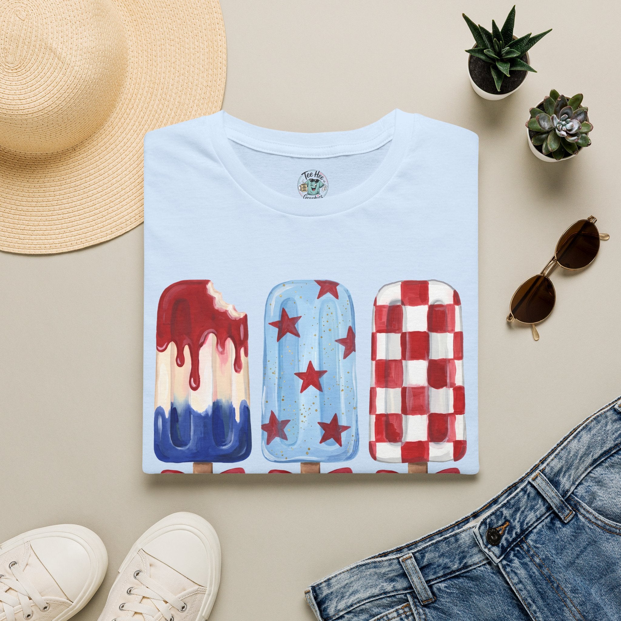Sweet Freedom Popsicle T-Shirt — Red, White & Blue Stars
