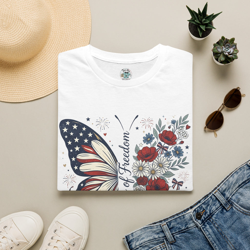 Patriotic Butterfly T-Shirt — 4th of July Freedom Floral Tee