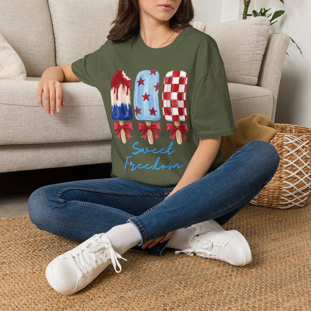 Sweet Freedom Popsicle T-Shirt — Red, White & Blue Stars
