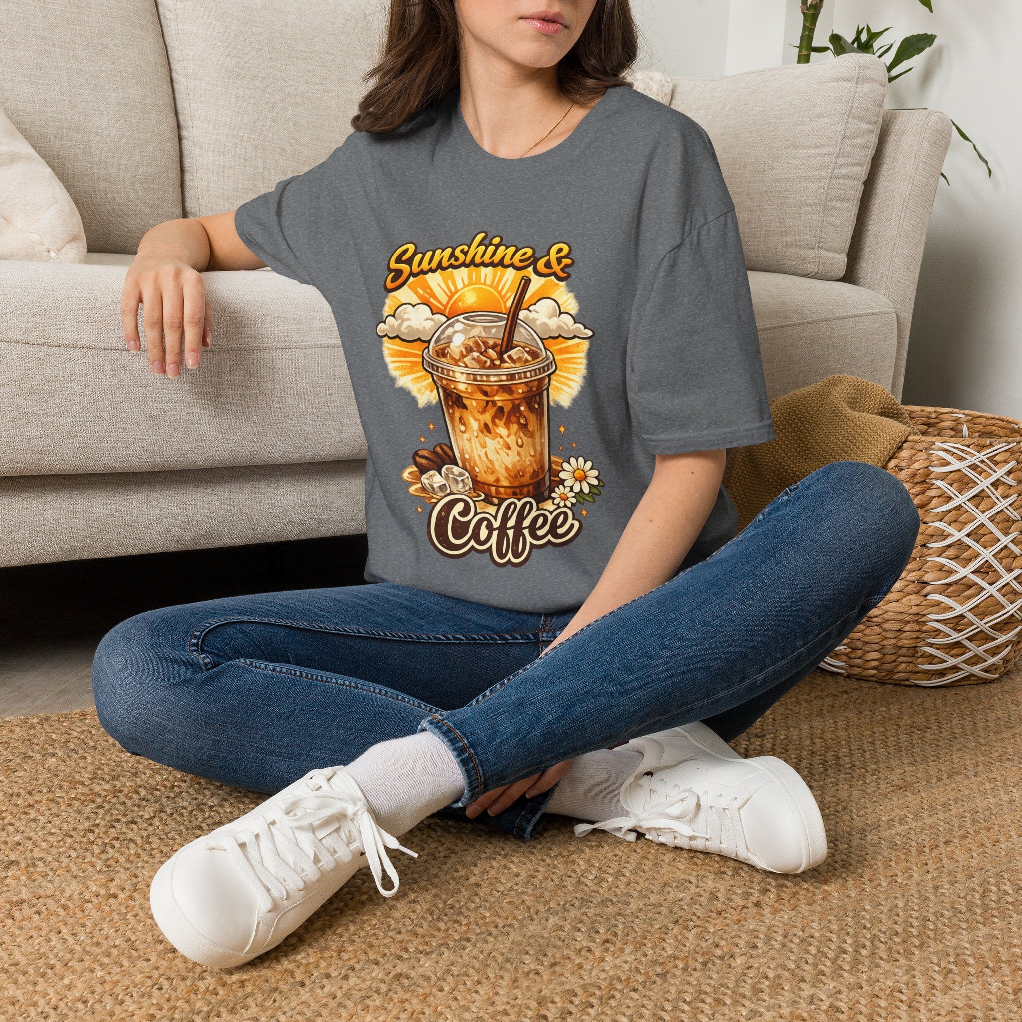 Sunshine & Iced Coffee T-Shirt — Summer Cafe Vibes Tee