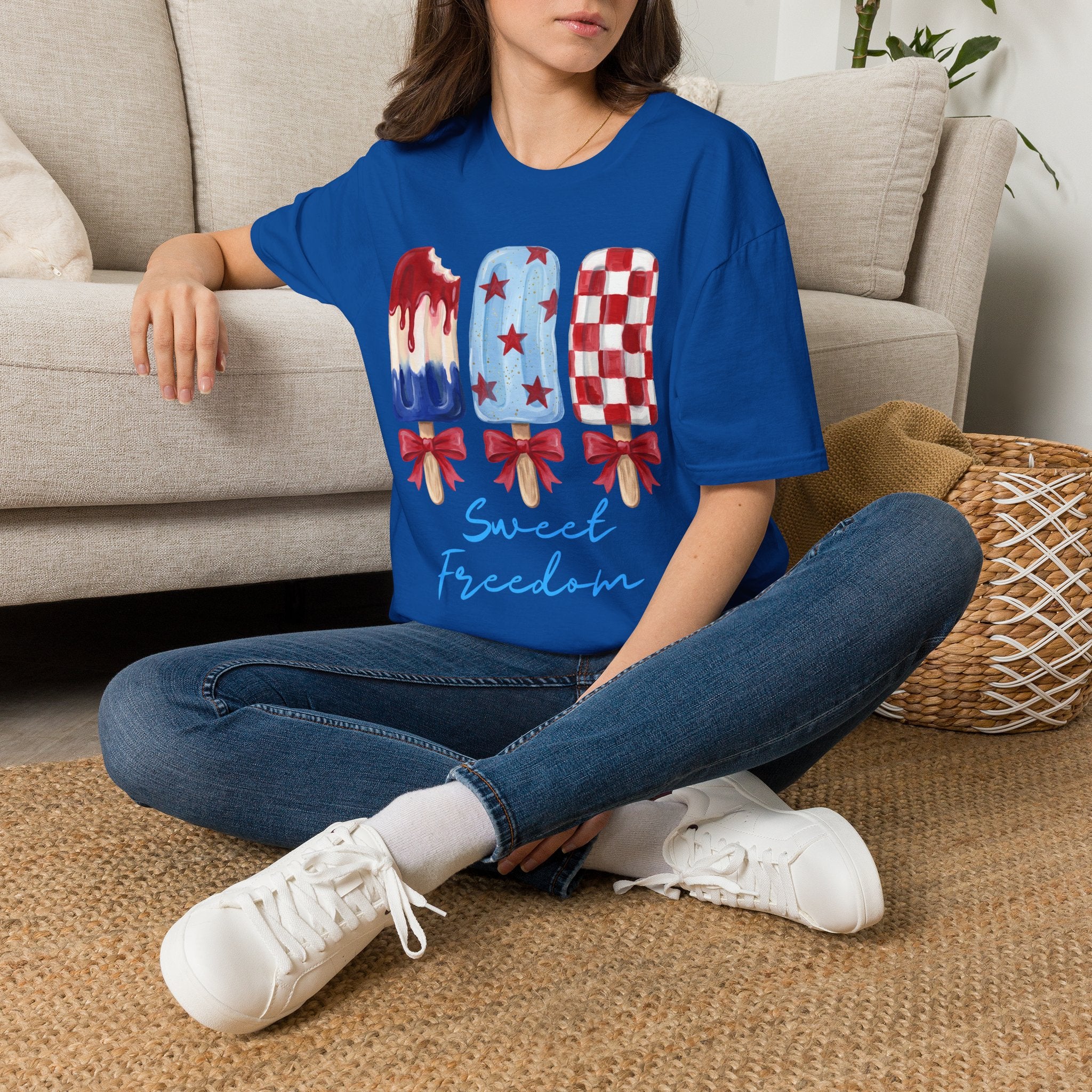 Sweet Freedom Popsicle T-Shirt — Red, White & Blue Stars