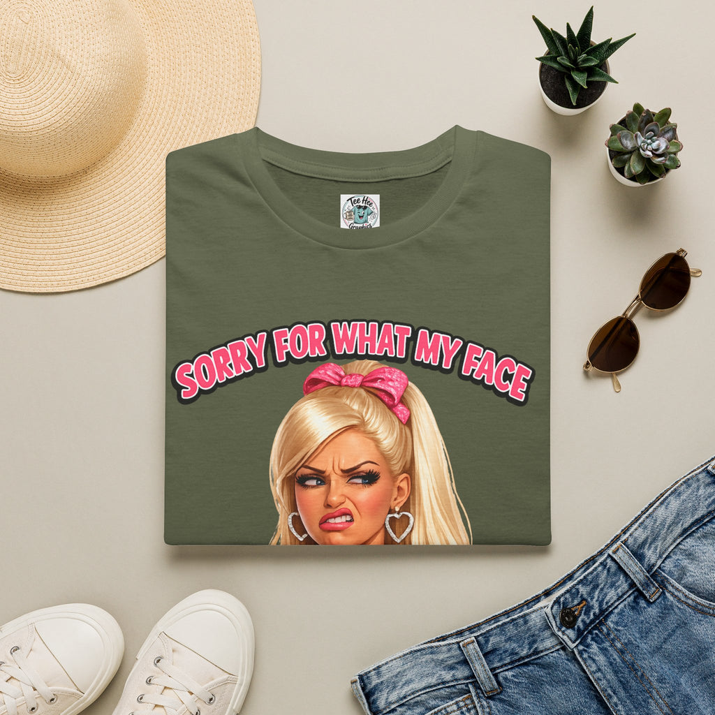 Graphic Tee — "Sorry For What My Face Does When You Talk" Sassy Barbie Vibe T-Shirt