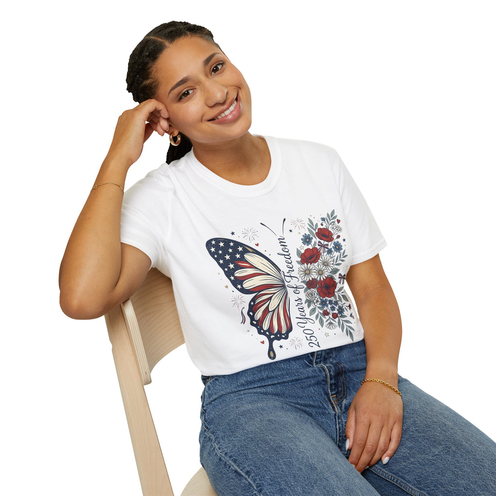 Patriotic Butterfly T-Shirt — 4th of July Freedom Floral Tee